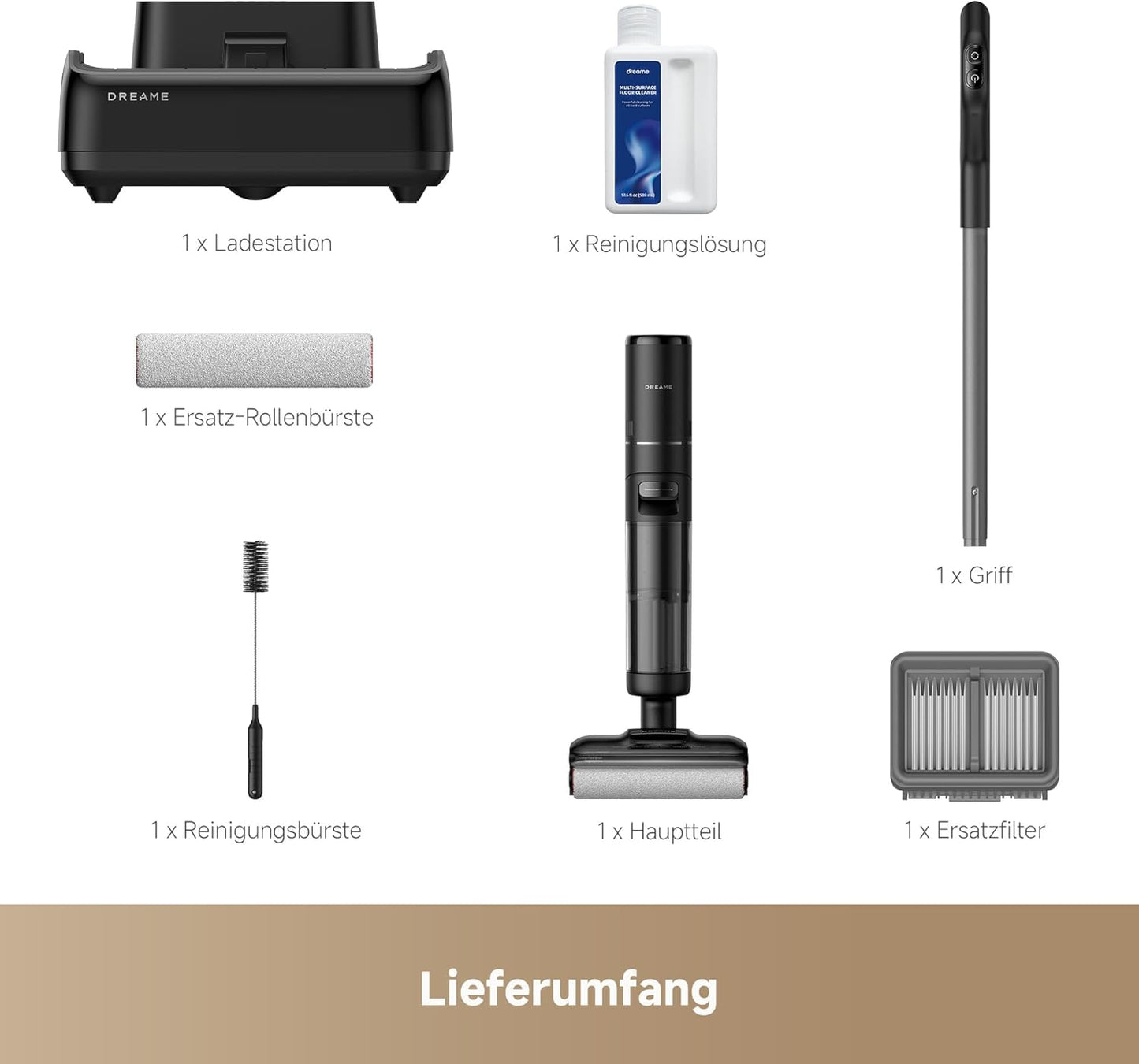 dreame H12 Pro Ultra Nass- und Trockensauger, Bürstenreinigung 60 °C, 30 Min. Heißlufttrocknung, Selbstreinigung mit festem Schaber, 16 kPa Saugkraft, Doppel-Kantenreinigung, intell. Erkenn. & Anpass