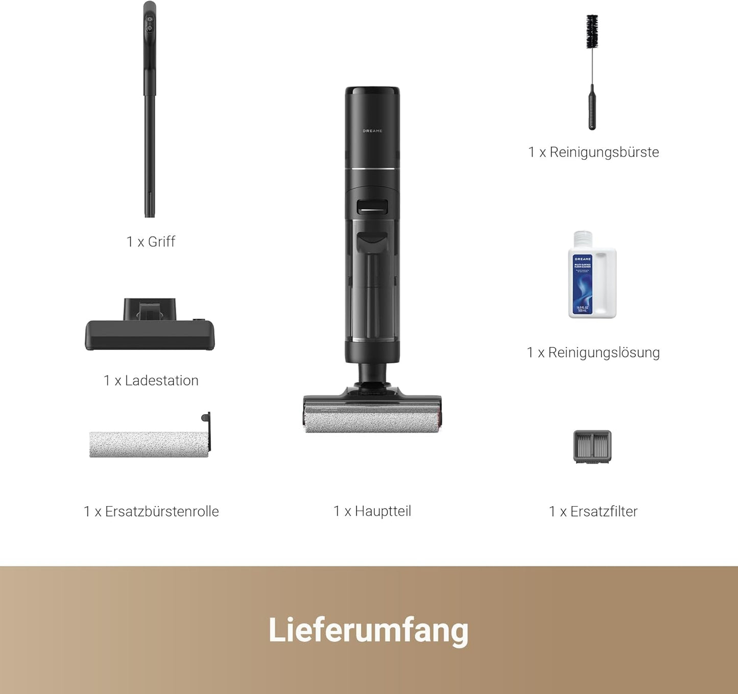 dreame H12 Pro Ultra Nass- und Trockensauger, Bürstenreinigung 60 °C, 30 Min. Heißlufttrocknung, Selbstreinigung mit festem Schaber, 16 kPa Saugkraft, Doppel-Kantenreinigung, intell. Erkenn. & Anpass