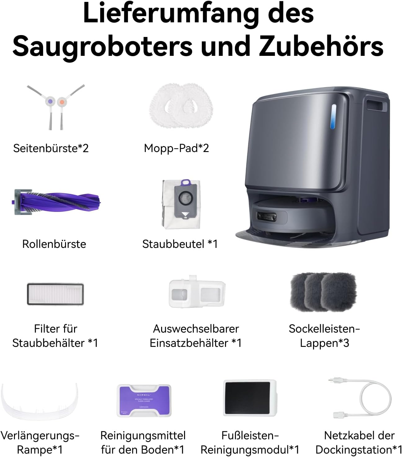 NARWAL Freo Z10 Ultra Saugroboter mit Wischfunktion, 18.000 Pa Saugleistung, dynamische Moppausdehnung, Tangle-Free System, intelligente Nass-Trocken-Reinigung, All-in-One-Basisstation