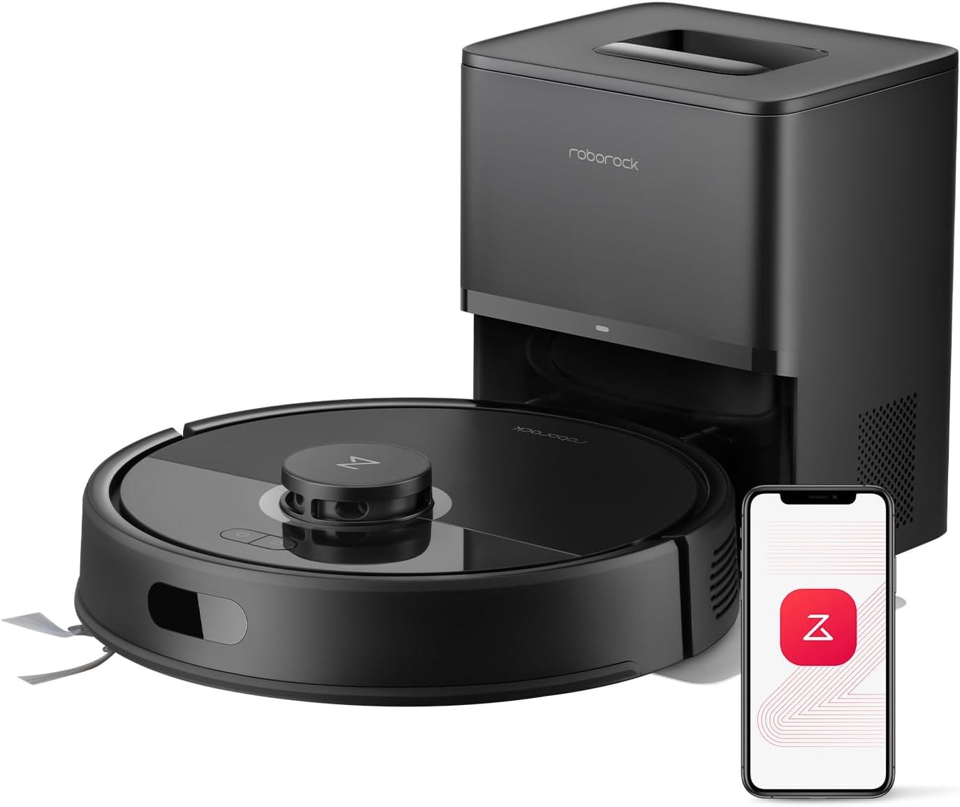 roborock Q7 L5+ Set Saugroboter mit Automatischer Staubentleerung, Dual Anti-Tangle System, 8.000 Pa Saugkraft, Elektronischer Wassertank, LiDAR-Navigation, Ideal für Teppiche und Tierhaar(Weiß)
