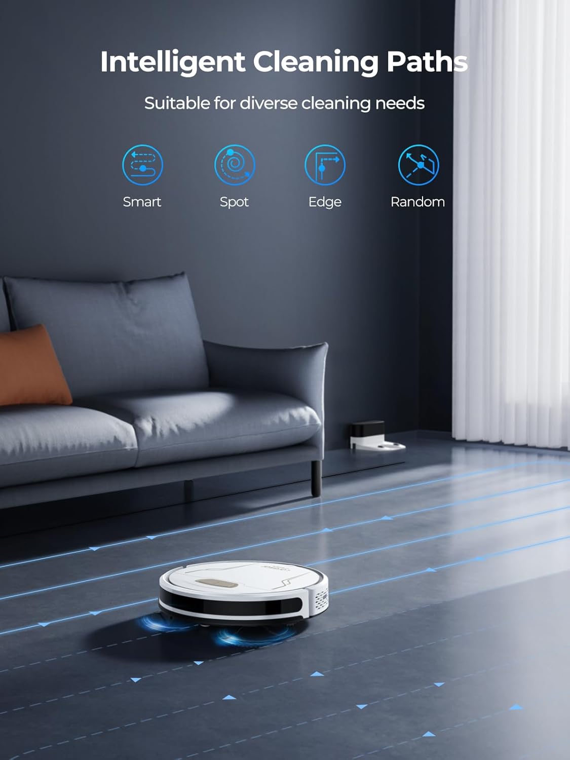 Laresar Clean Saugroboter mit Wischfunktion 3 in 1, 5000Pa Staubsauger Roboter mit Laser Navigation, 180Mins Max, Saugroboter Ideal fĂŒr Tierhaare,Teppich, Hartboden, APP Steuerung, 15 No-Go