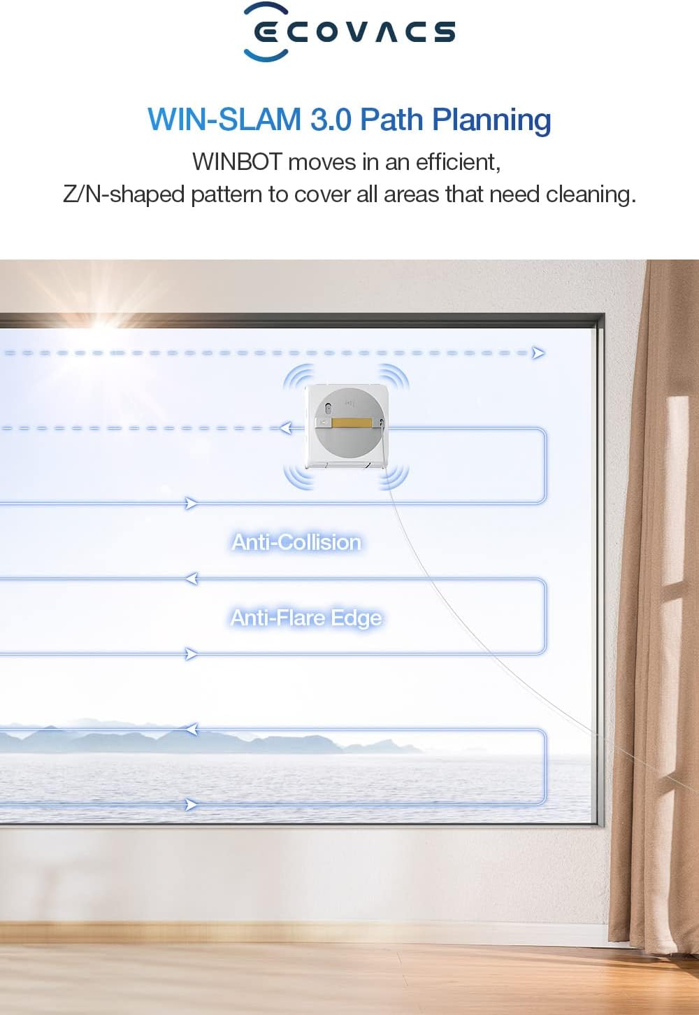 ECOVACS WINBOT W2 Omni Fensterputzroboter mit 6-in-1 Multifunktionsstation, integrierter 4500mAh Akku, Kantenreinigungsmodus, Weitwinkel-Sprühzerstäubungstechnologie, White