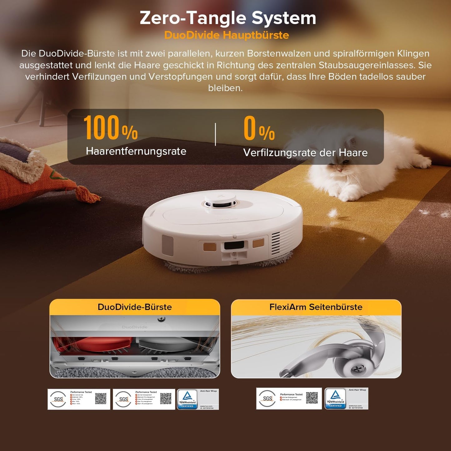 roborock Qrevo Serie Saugroboter mit Wischfunktion, 8000Pa Saugkraft(verbessert von Qrevo S), Anti-Verfilzungs-Seitenbürste, Hindernisvermeidung, LiDAR-Navigation, All-in-One Dock, Weiß(QV 35A Set)