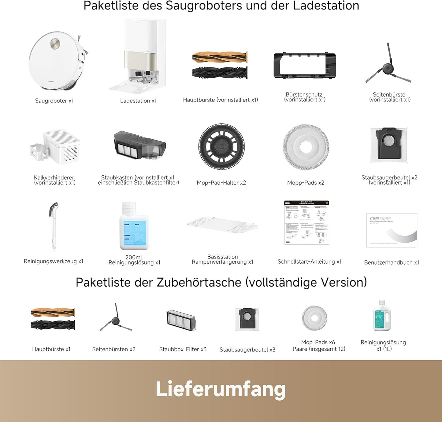 dreame X40 Ultra Complete Saugroboter mit Wischfunktion, 12.000Pa Saugkraft, 70℃ Wischmopp, selbstreinigend, automatische Entleerung, automatisches Nachfüllen, Anti-Wirrwarr und anhebbare Bürsten