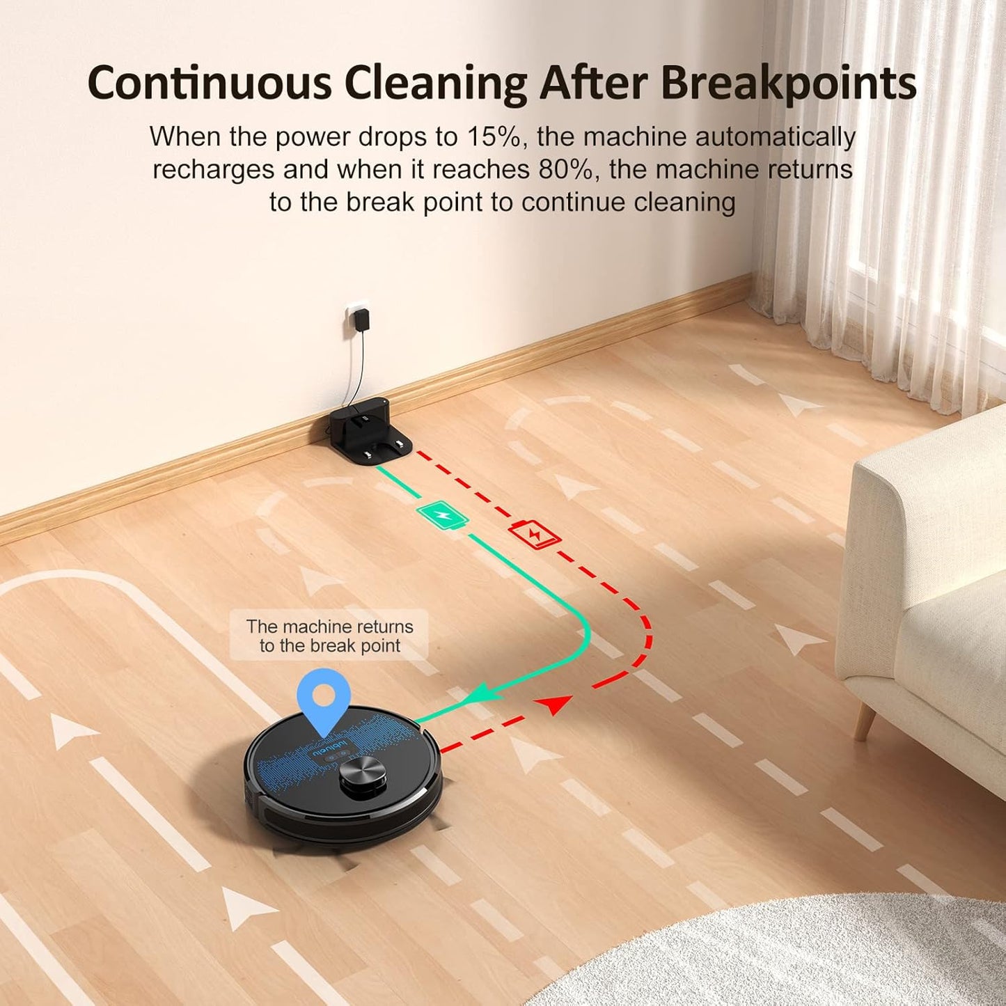 Lubluelu Saugroboter mit Wischfunktion 2-1, 4000Pa Staubsauger Roboter Lasernavigation mit 5 Karten, 55 dB Roboterstaubsauger mit APP Steuerung, Ideal fĂŒr Tierhaare, Teppiche, Hartböden, Blau (SL60D)
