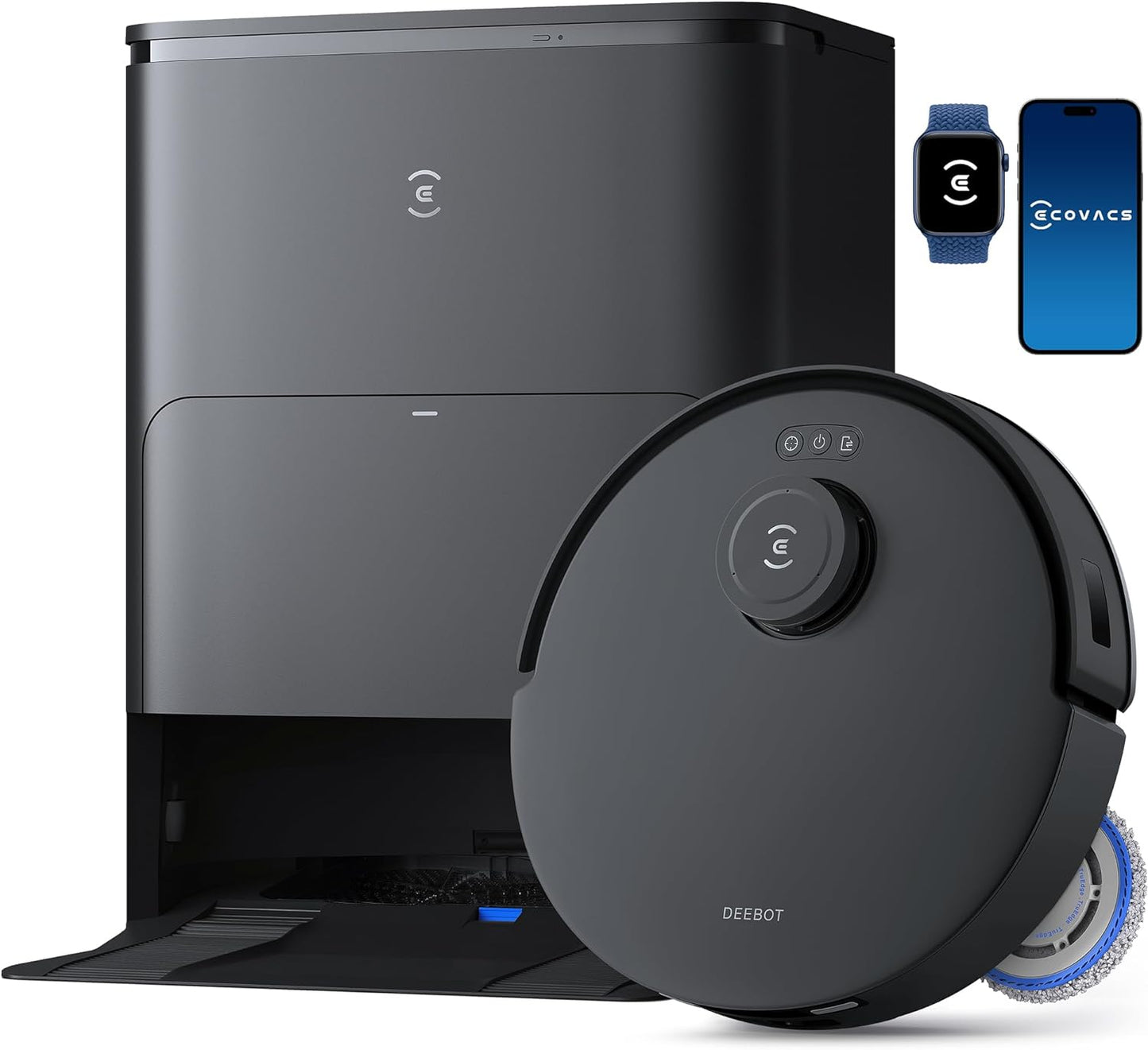 ECOVACS DEEBOT T30C Omni, Saugroboter mit Wischfunktion, 20.000 Pa, OZMO Turbo 2.0 Wischen, ZeroTangle 3.0 Anti-Verheddern, TruEdge 2.0 Kantenreinigung, All-in-One-Station, 75°C Moppwäsche, Schwarz