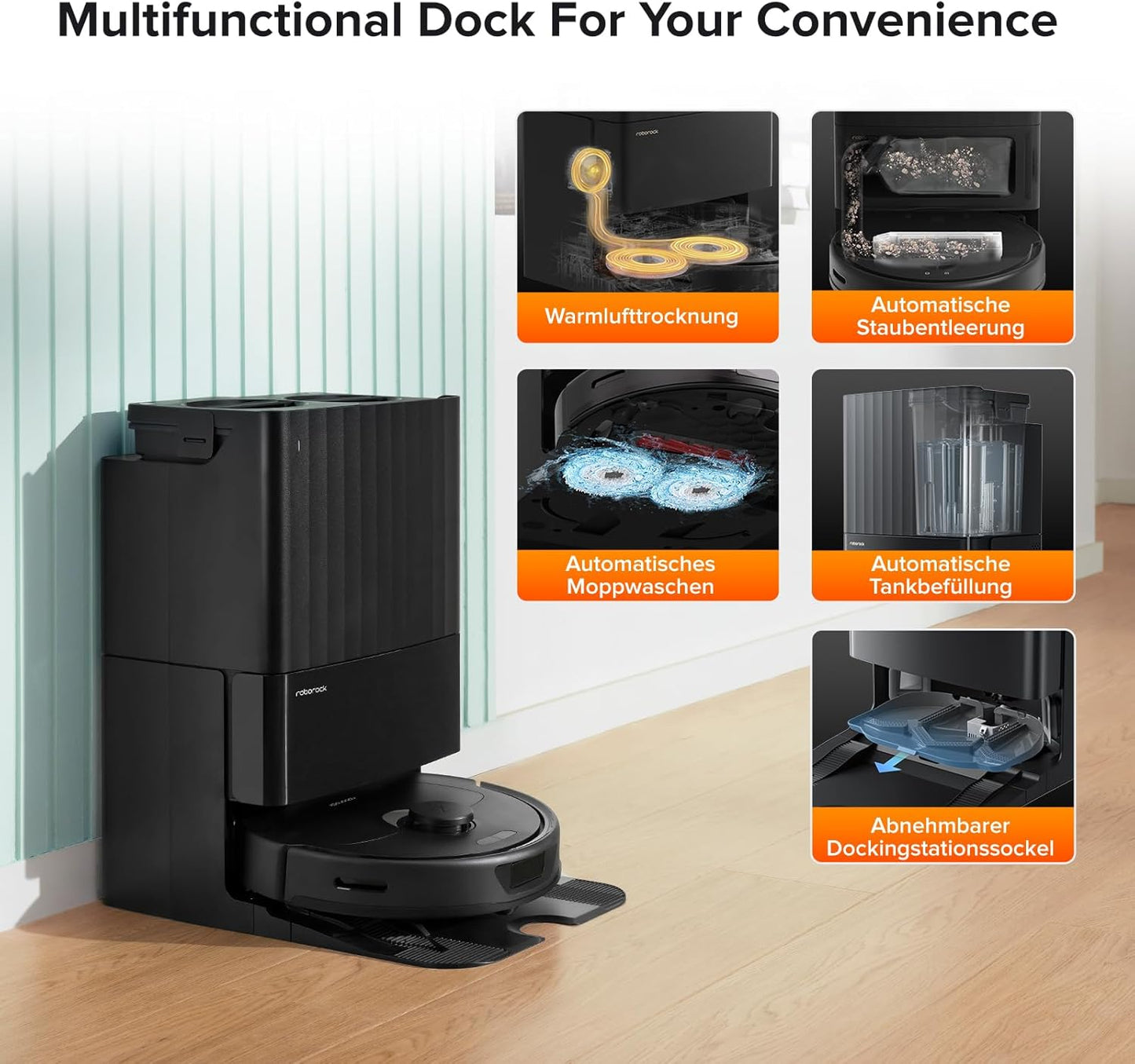 roborock Qrevo Serie Saugroboter mit Wischfunktion, 8000Pa Saugkraft(verbessert von Qrevo S), Anti-Verfilzungs-Seitenbürste, Hindernisvermeidung, LiDAR-Navigation, All-in-One Dock, Weiß(QV 35A Set)