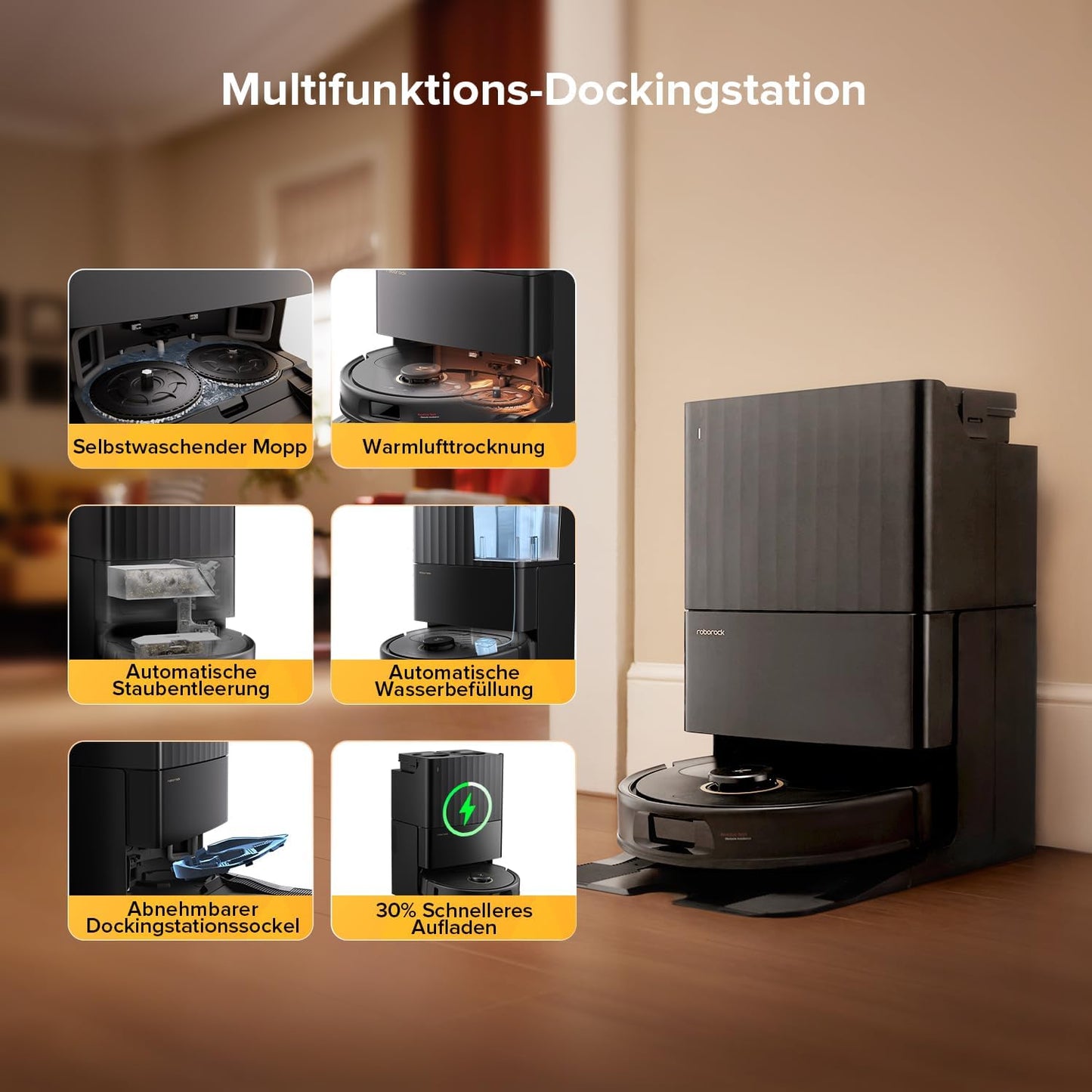 roborock Qrevo Serie Saugroboter mit Wischfunktion, 8000Pa Saugkraft(verbessert von Qrevo S), Anti-Verfilzungs-Seitenbürste, Hindernisvermeidung, LiDAR-Navigation, All-in-One Dock, Weiß(QV 35A Set)