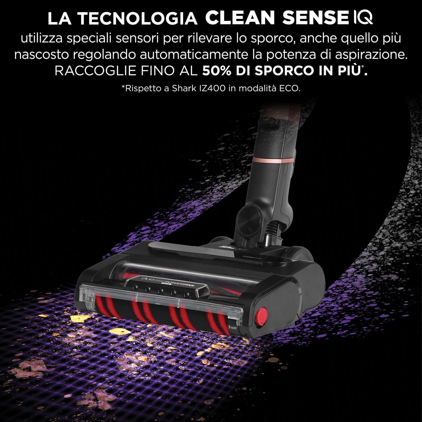 Shark PowerPro Akku-Staubsauger freistehend, bis 50 Min. Laufzeit, kabellos, beutellos, für Tierhaare, Allergiker, Teppich und Hartböden, mit LED-Licht und Knickgelenk-Rohr, Navyblau, IZ380EU