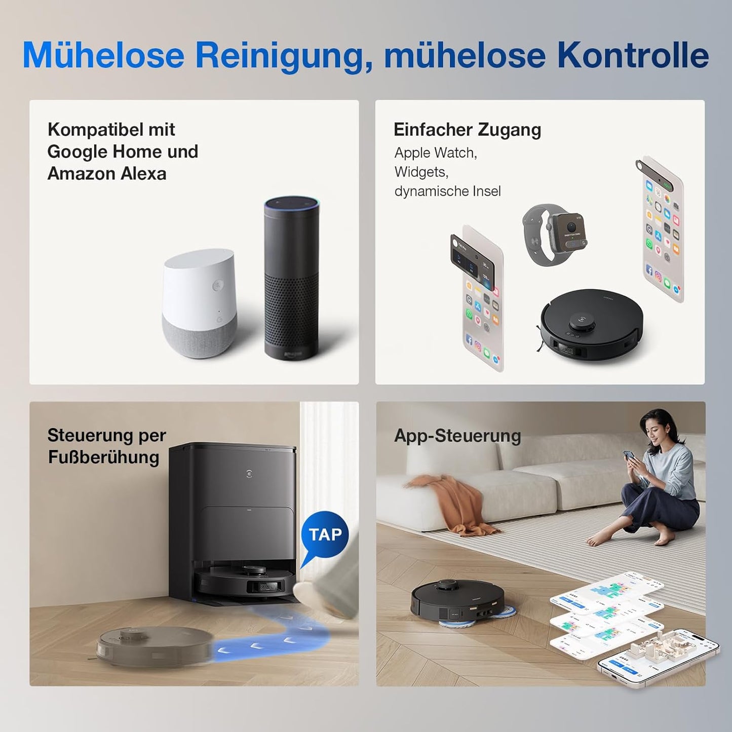ECOVACS DEEBOT T30C Omni, Saugroboter mit Wischfunktion, 20.000 Pa, OZMO Turbo 2.0 Wischen, ZeroTangle 3.0 Anti-Verheddern, TruEdge 2.0 Kantenreinigung, All-in-One-Station, 75°C Moppwäsche, Schwarz