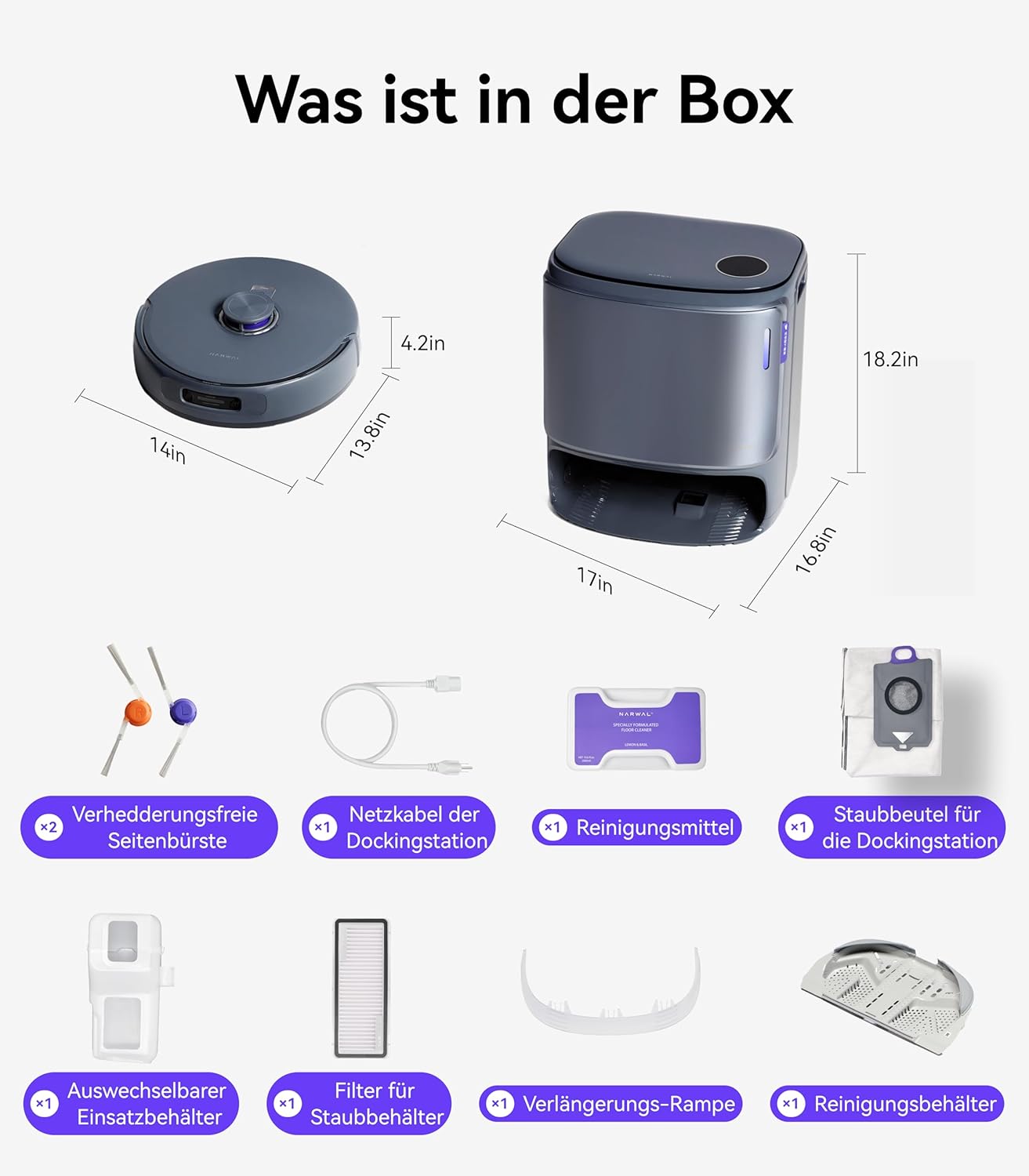 NARWAL Freo Z10 Ultra Saugroboter mit Wischfunktion, 18.000 Pa Saugleistung, dynamische Moppausdehnung, Tangle-Free System, intelligente Nass-Trocken-Reinigung, All-in-One-Basisstation