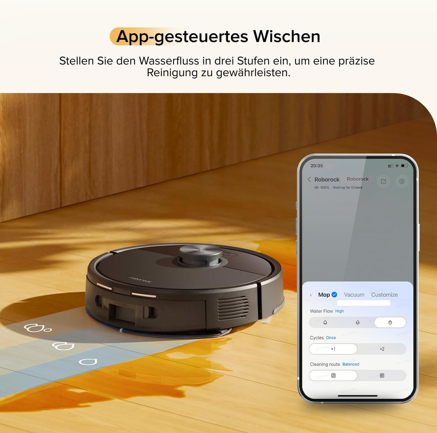 roborock Q7 M5 Saugroboter mit Wischfunktion, 10.000Pa Starker Saugkraft, Dual Anti-Tangle-System, 150Min Laufzeit, LiDAR Navigation, Staubsauger Roboter für Teppich, Tierhaare, APP Steuerung(Schwarz)