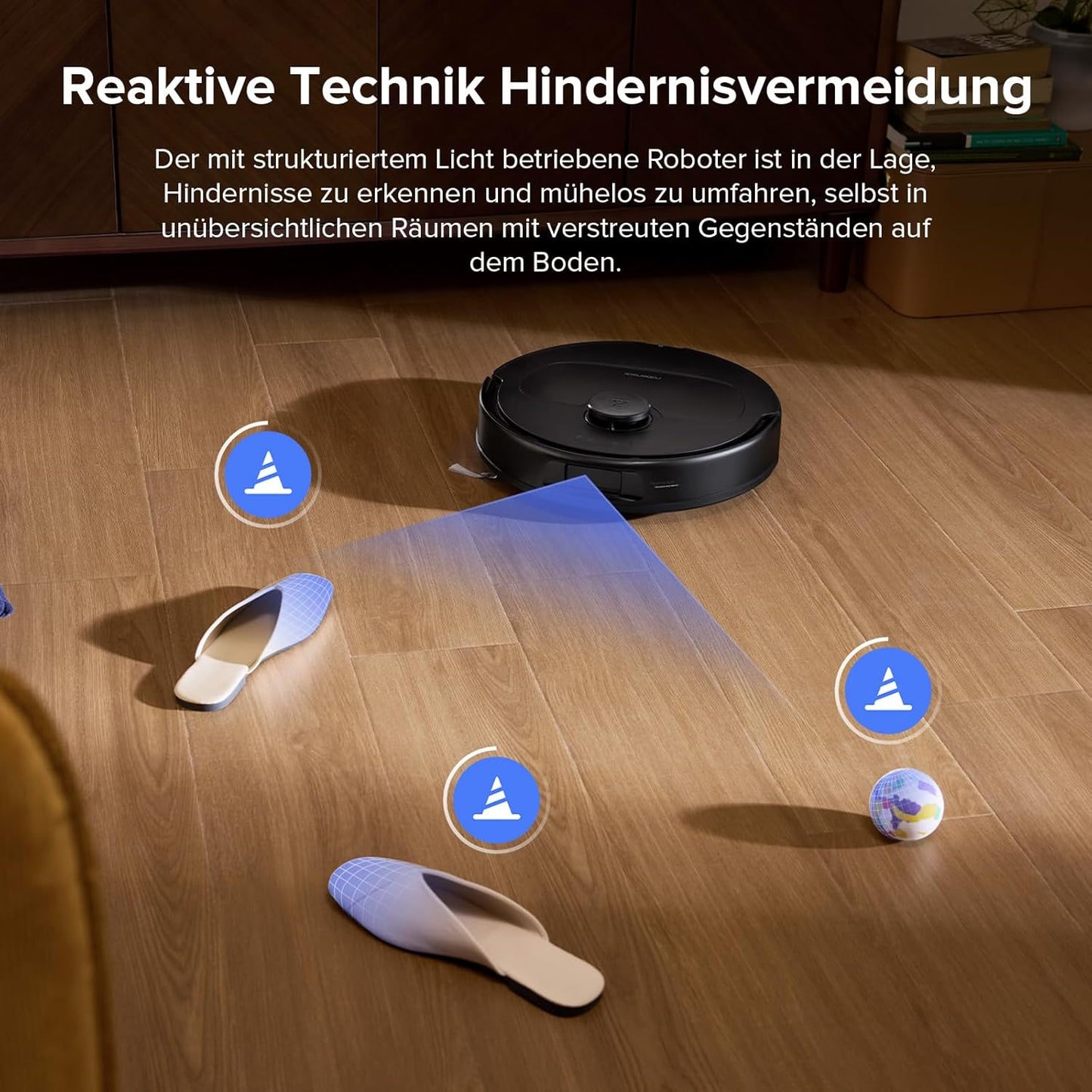 roborock QV 35S-Set Saugroboter mit Wischfunktion, 10.000 Pa HyperForce Saugkraft, Anti-Tangle-Bürsten, Anhebbare Schleudermopps, Intelligente Hindernisvermeidung, All-in-One Dock (Schwarz)