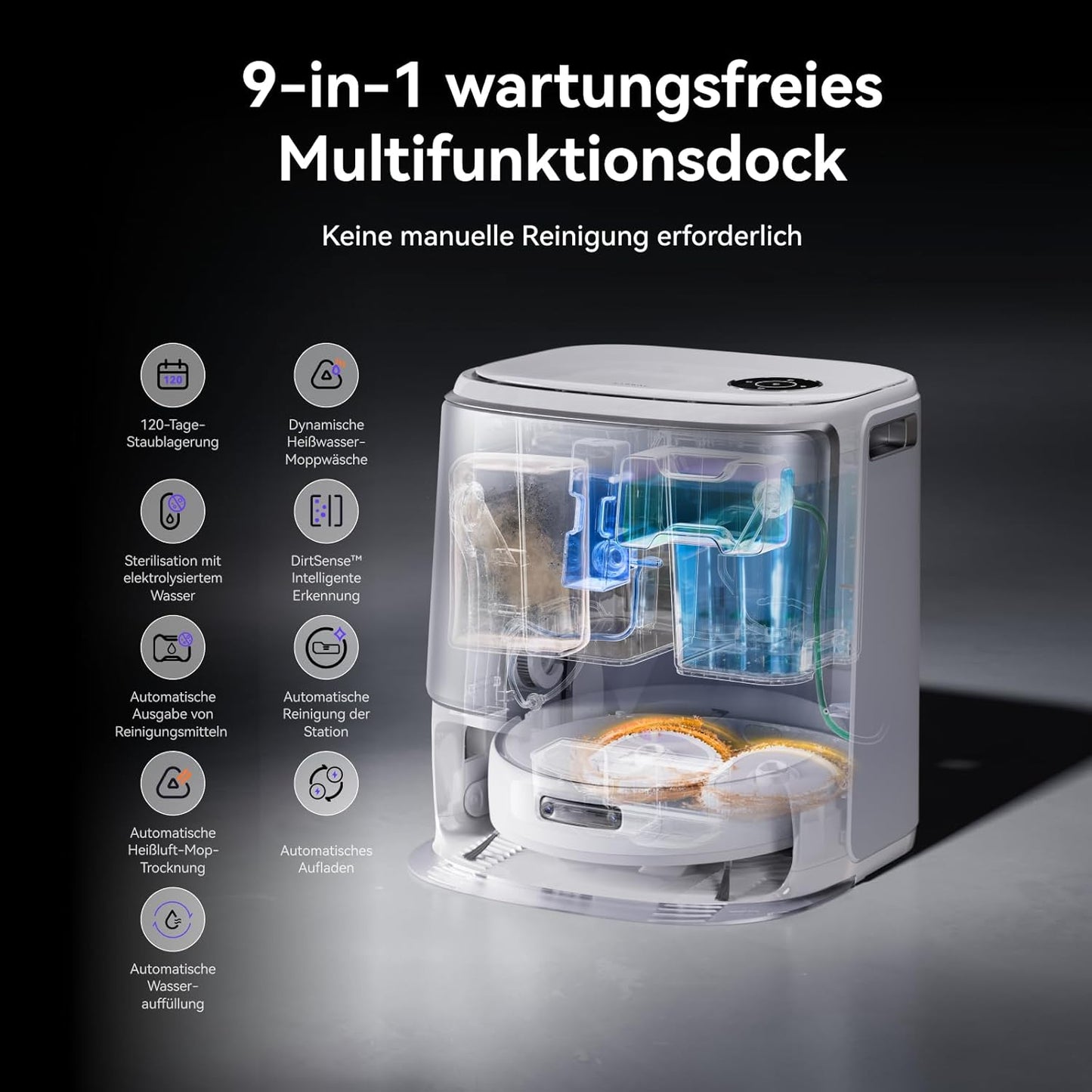 NARWAL Freo Z10 Ultra Saugroboter mit Wischfunktion, 18.000 Pa Saugleistung, dynamische Moppausdehnung, Tangle-Free System, intelligente Nass-Trocken-Reinigung, All-in-One-Basisstation