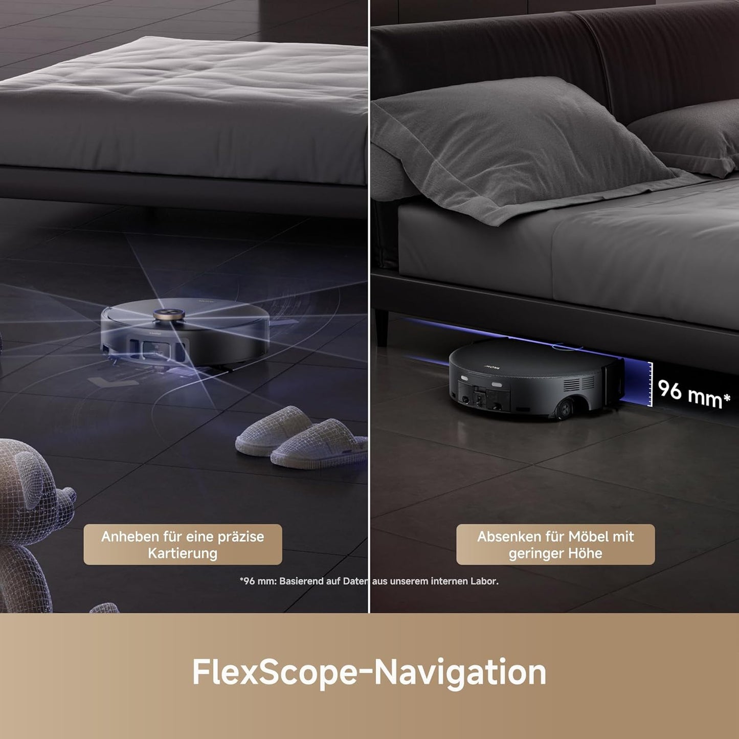Mova V50 Ultra Complete Saugroboter mit Wischfunktion 24.000 Pa, 6cm Hindernisüberwindung, Liftable Navigation+RGB AI+LED, 80℃ Heißwasserwäsche & 63℃ Selbsttrocknung, DuoSolution System, Tricut Bürste