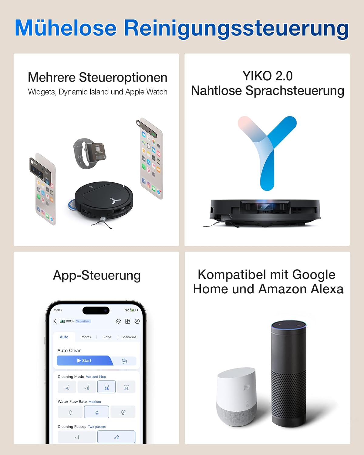 ECOVACS DEEBOT T50 PRO Omni Gen2 Saugroboter mit Wischfunktion, Ausfahrende Seitenbürste und Wischmopp, 21.000 Pa, Auto Zugabe von Reinigungslösung, Moppwäsche mit 75°C heißem Wasser, Ultradünn 81 mm