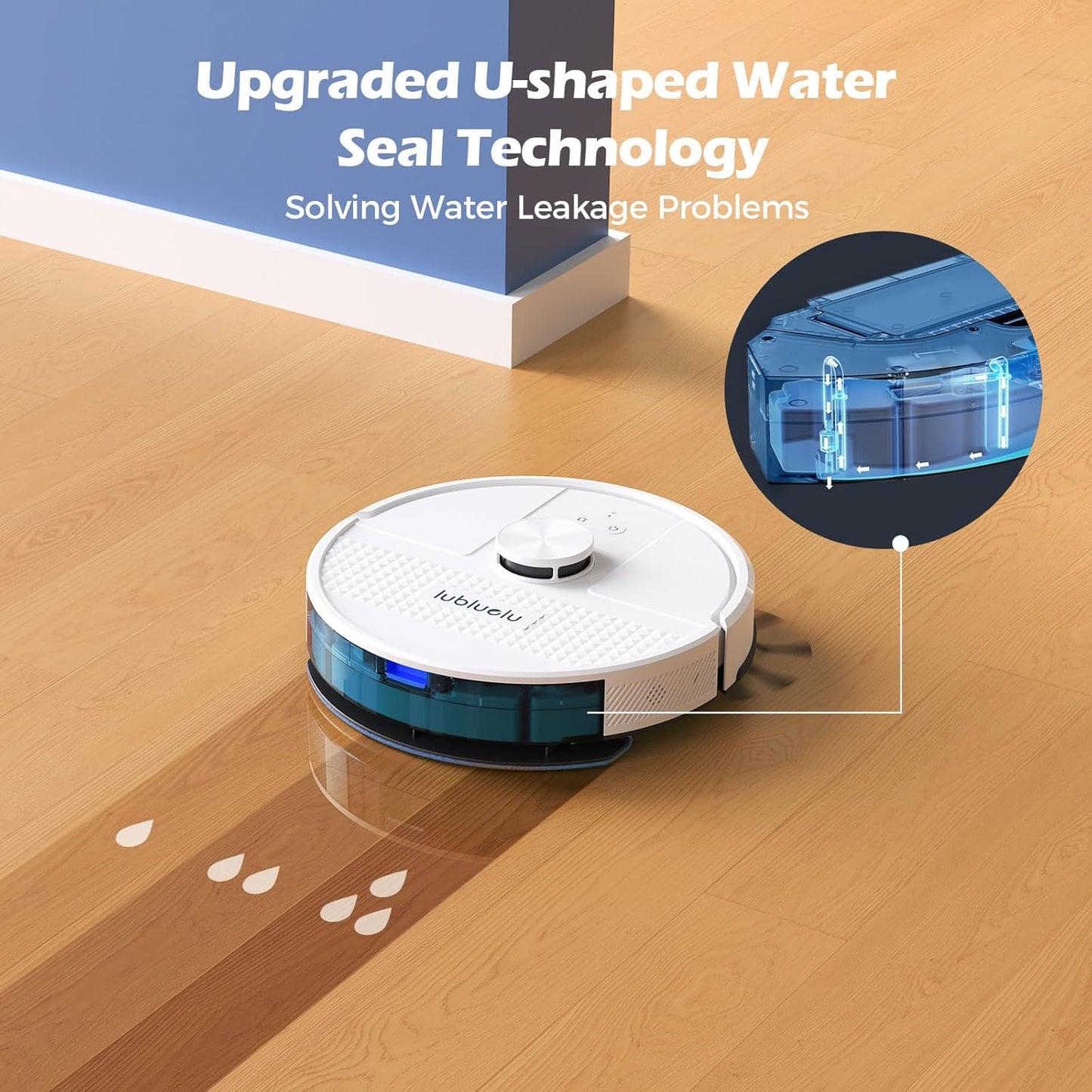 Lubluelu Saugroboter mit Wischfunktion 3-1, 4500Pa Staubsauger Roboter mit Lasernavigation, 54 dB Roboterstaubsauger mit Anti-Siphon-Technologie, 150 Min Laufzeit, APP Steuerung, 24 No-Go Zonen (SL68)