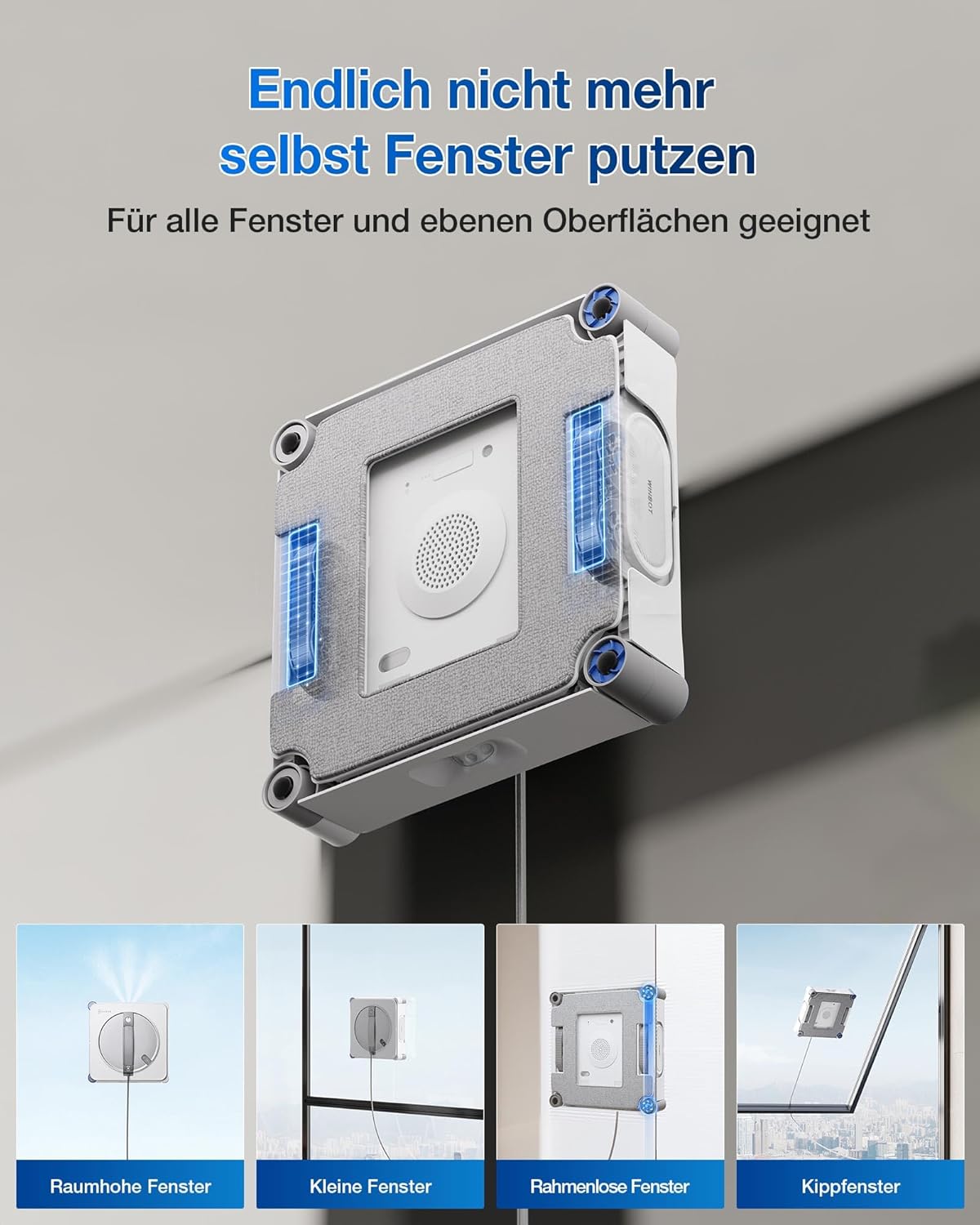 ECOVACS WINBOT W2S Omni Fensterputzroboter mit Multifunktionsstation, intelligenter Bis-an-den-Rand-Reinigung mit TruEdge™, Aufladen während des Betriebs, DREI Wasserdüsen, 12-stufigem Schutz
