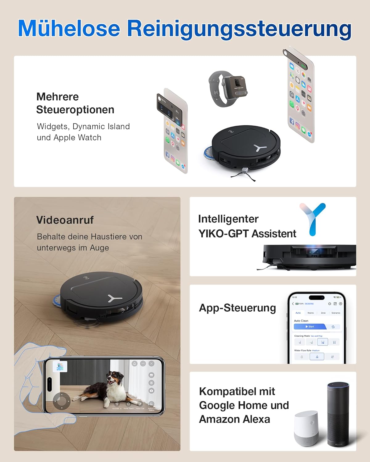 ECOVACS DEEBOT T50 PRO Omni Gen2 Saugroboter mit Wischfunktion, Ausfahrende Seitenbürste und Wischmopp, 21.000 Pa, Auto Zugabe von Reinigungslösung, Moppwäsche mit 75°C heißem Wasser, Ultradünn 81 mm
