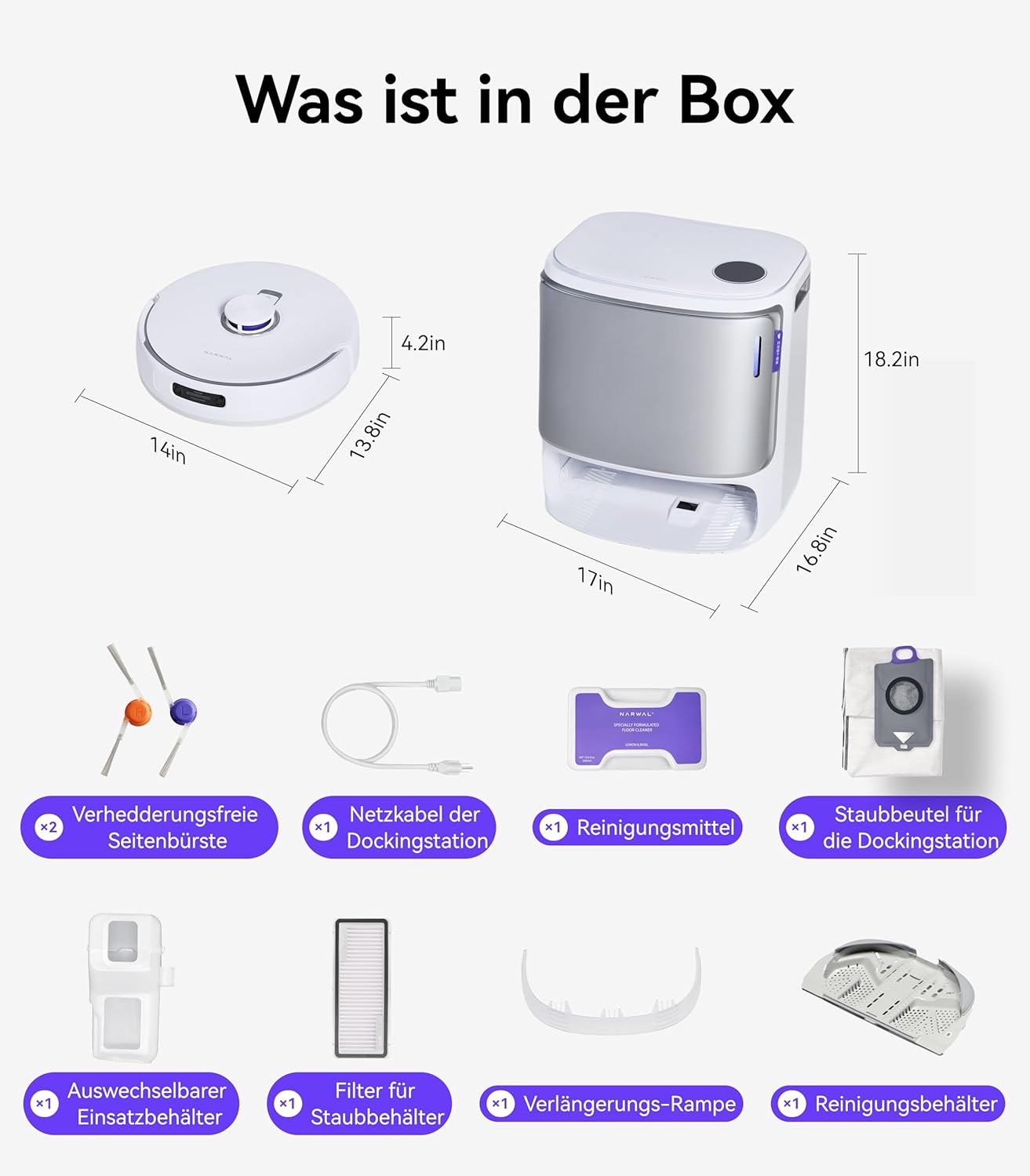 NARWAL Freo Z10 Ultra Saugroboter mit Wischfunktion, 18.000 Pa Saugleistung, dynamische Moppausdehnung, Tangle-Free System, intelligente Nass-Trocken-Reinigung, All-in-One-Basisstation