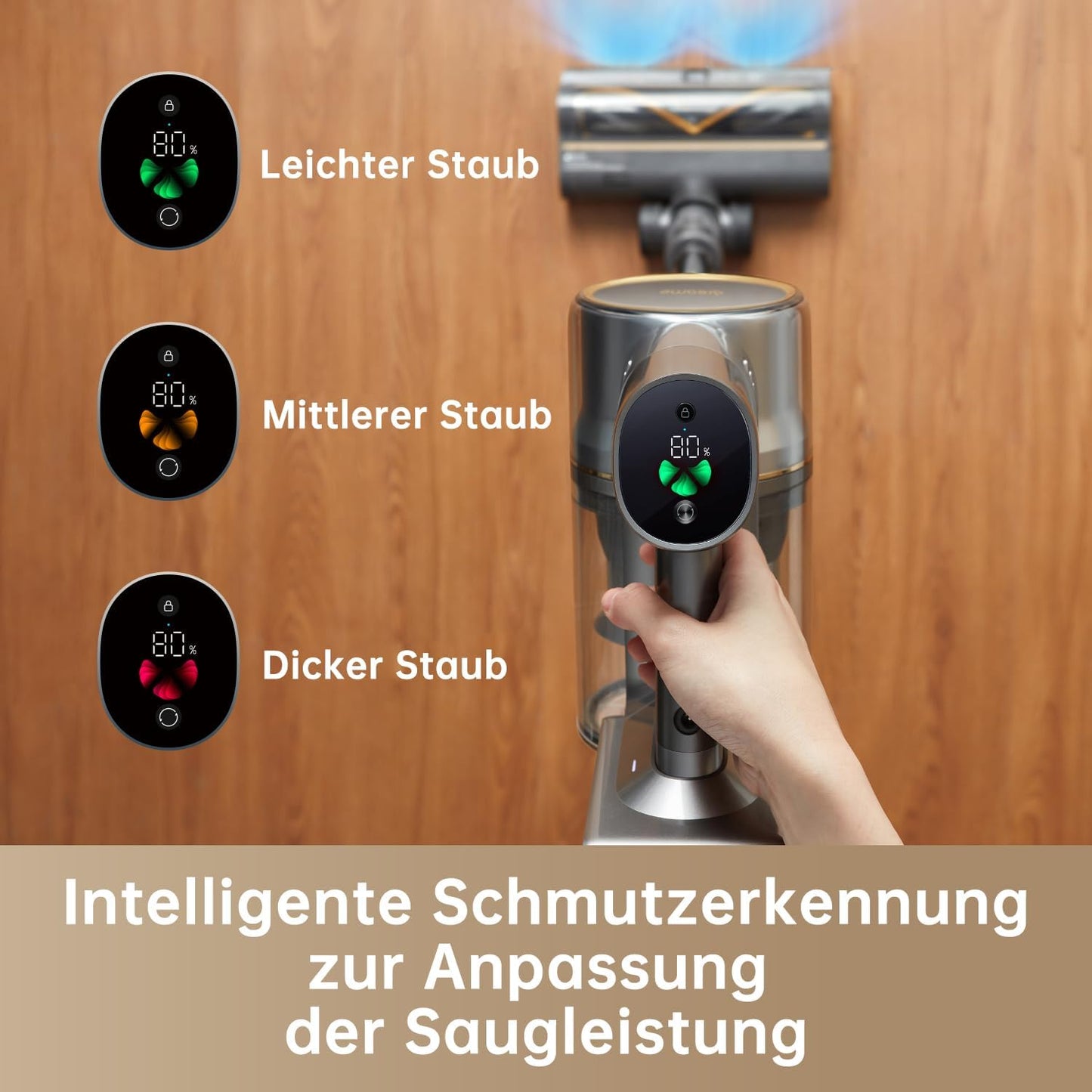 dreame Z30 Kabelloser Bodenstaubsauger, 310 AW Saugkraft, 90 min Max Reinigungszeit, Dust-Reveal-Technologie, Tierhaar-Entfernungswerkzeug, Multi-Flächen-Saugkraft, Schmutzerkennung