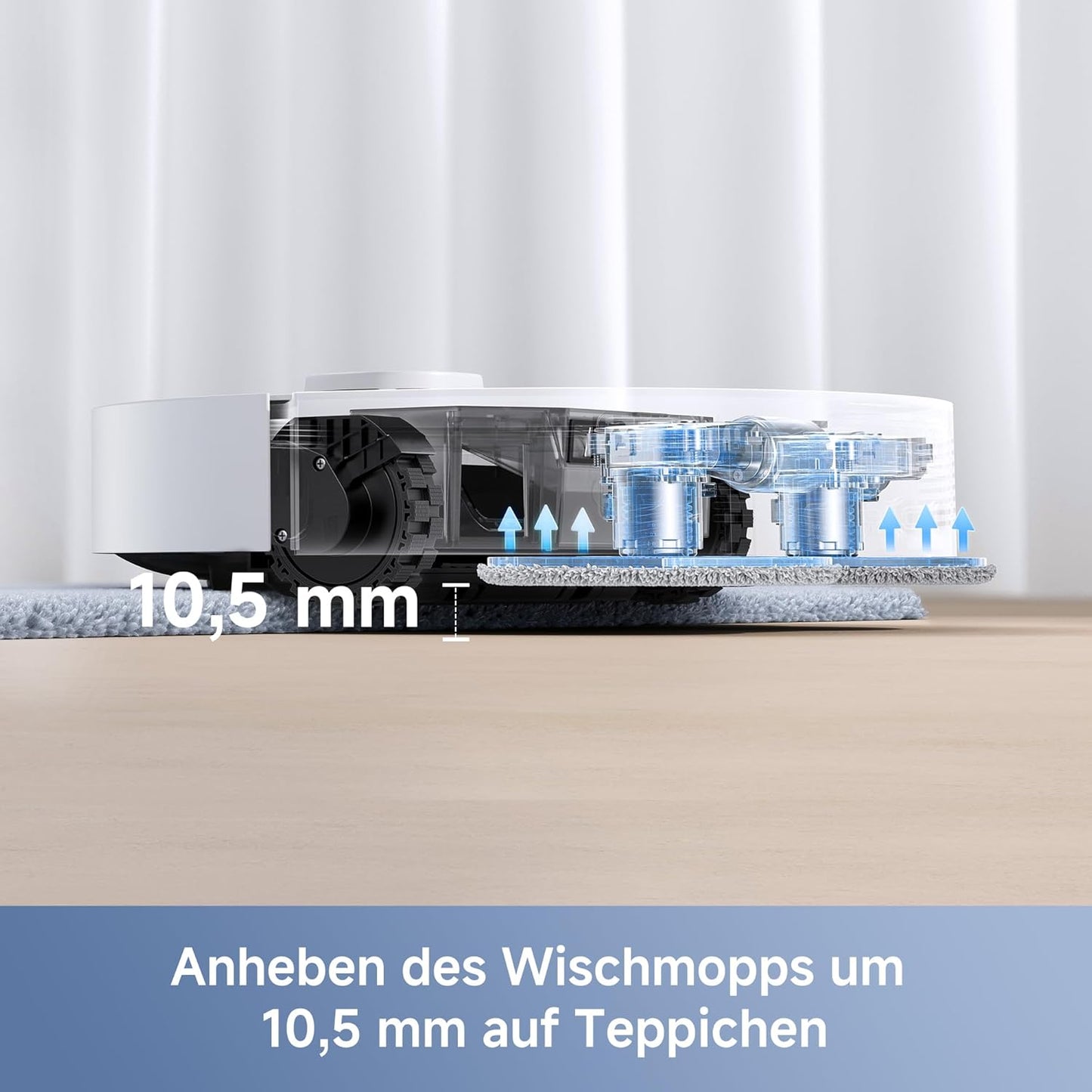 Mova E40 Ultra Saugroboter mit Wischfunktion, Autom. Leerung und 19.000 Pa, MaxiReach-Wischmopp-T., Verhedderungsfreie Seitenbürste, Eingeb. 80-ml-Wasserb, All-in-One-Station zu 75 Tage Reinigung