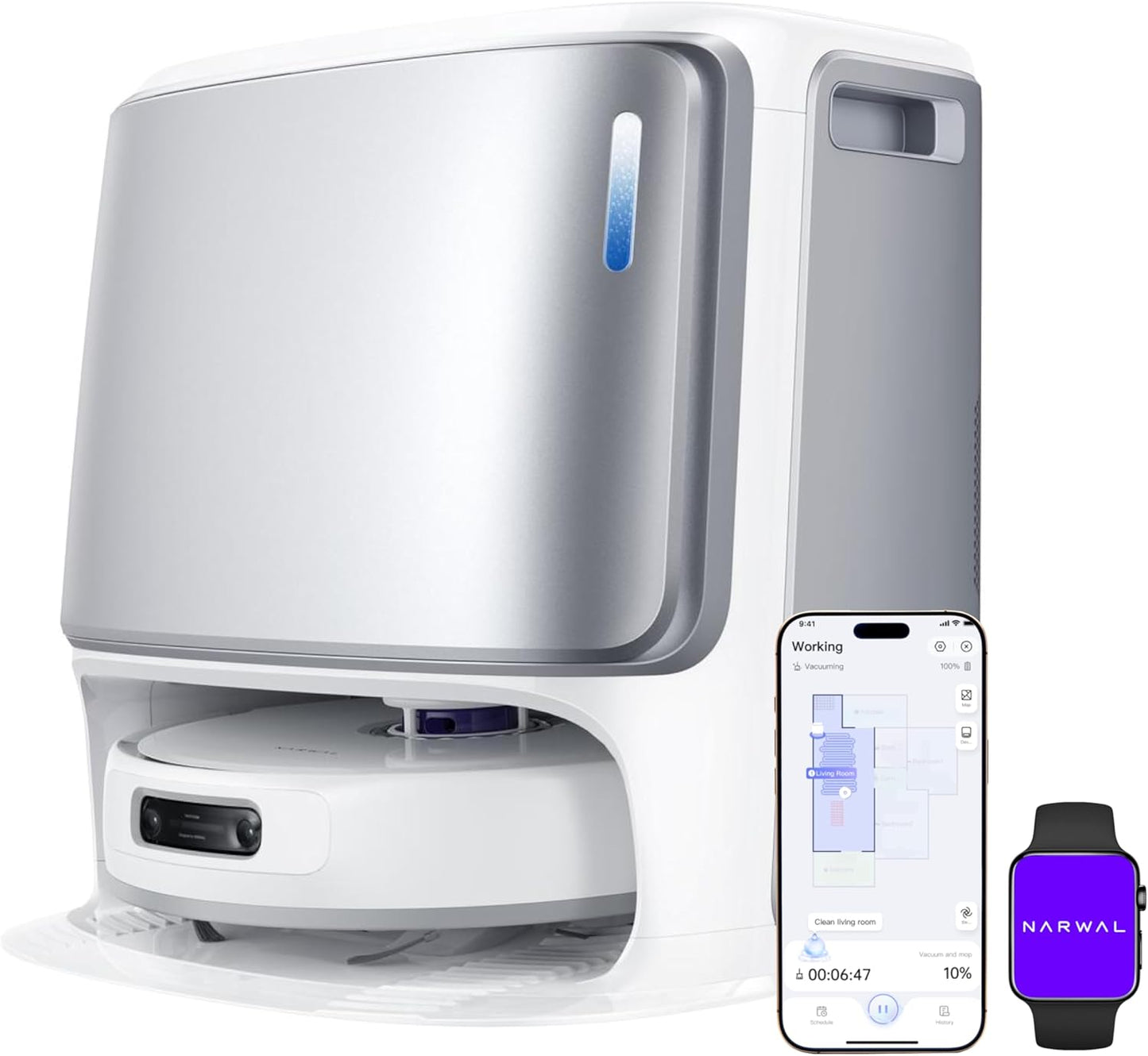 NARWAL Freo Z10 Ultra Saugroboter mit Wischfunktion, 18.000 Pa Saugleistung, dynamische Moppausdehnung, Tangle-Free System, intelligente Nass-Trocken-Reinigung, All-in-One-Basisstation
