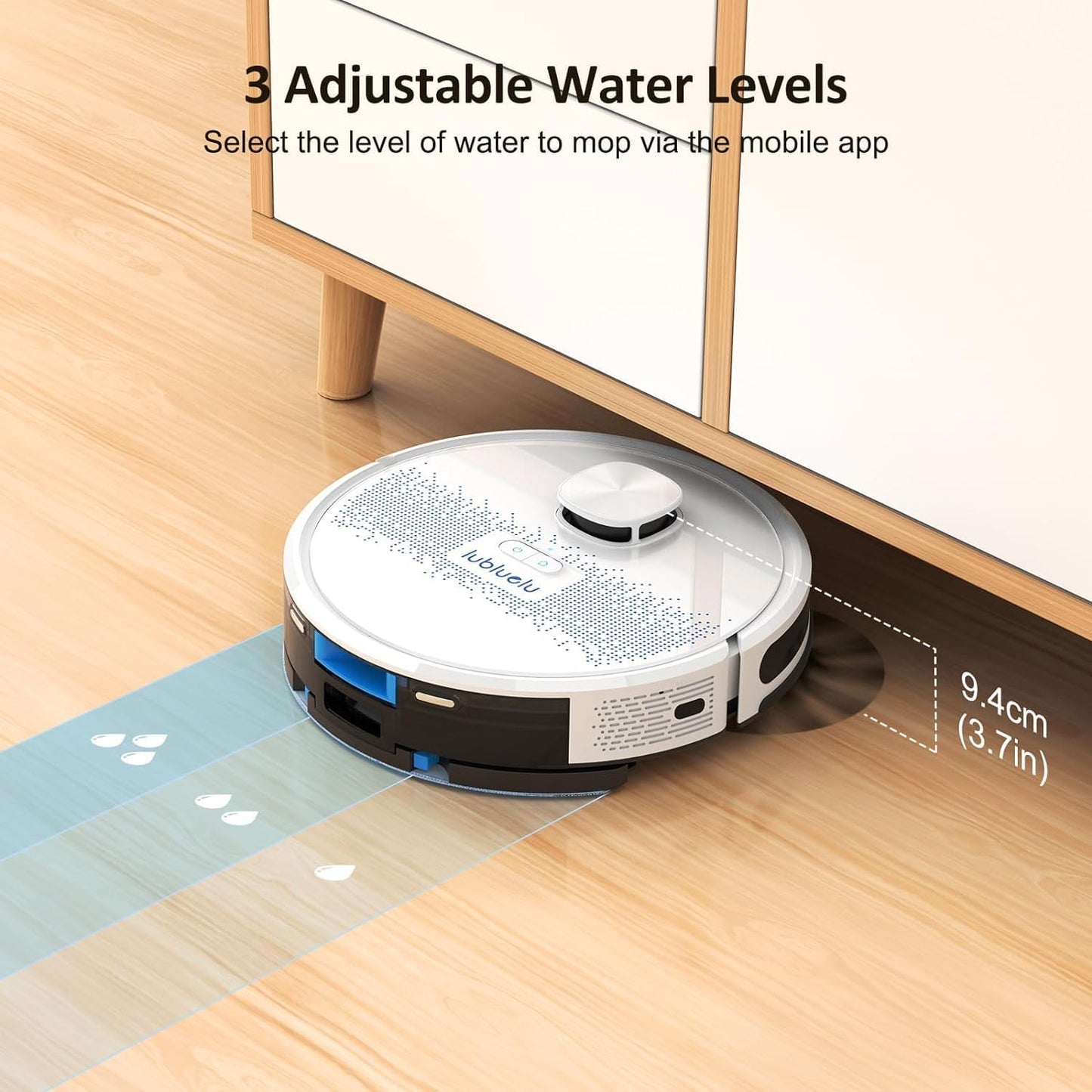 Lubluelu Saugroboter mit Wischfunktion 2-1, 4000Pa Staubsauger Roboter Lasernavigation mit 5 Karten, 55 dB Roboterstaubsauger mit APP Steuerung, Ideal fĂŒr Tierhaare, Teppiche, Hartböden, Blau (SL60D)