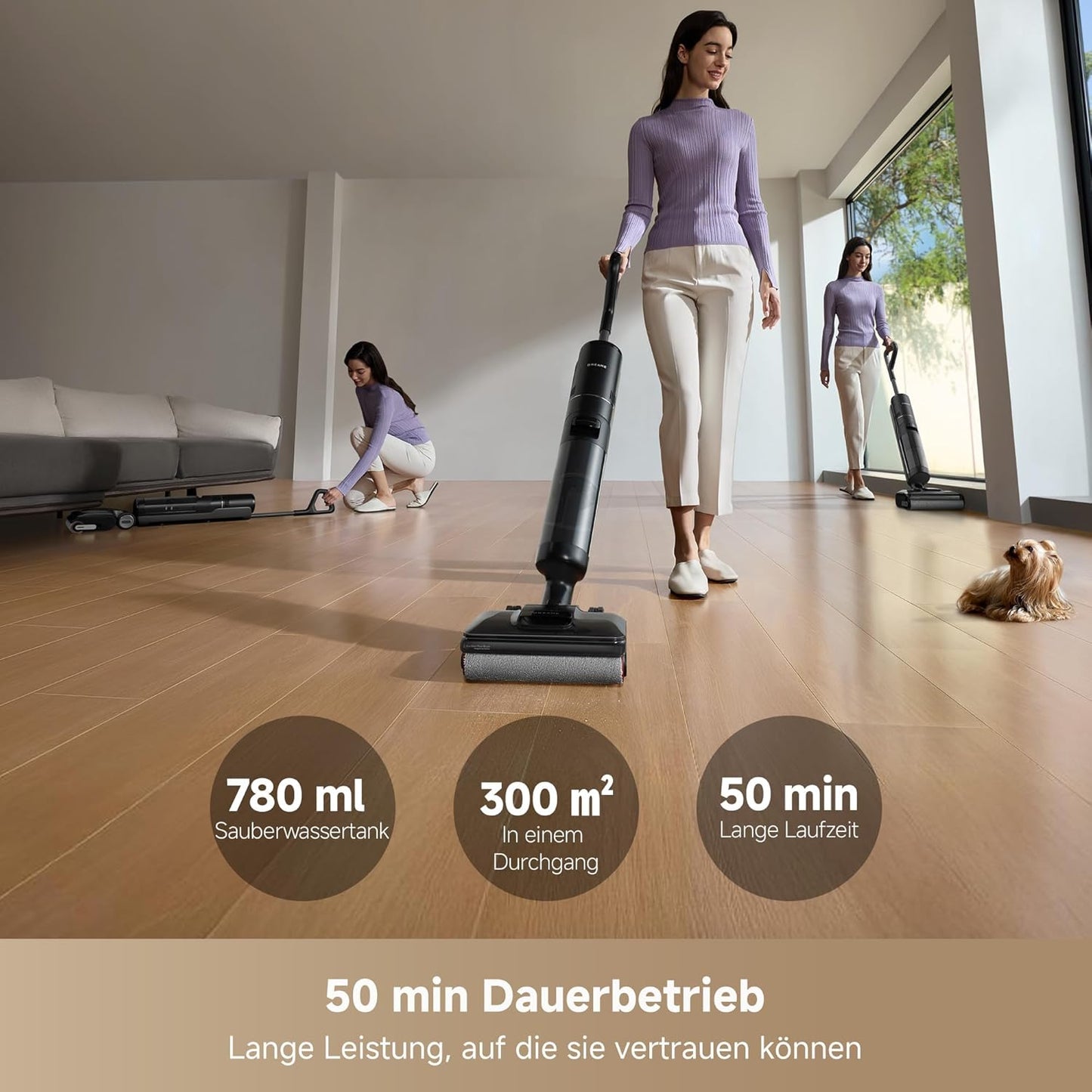 dreame H12 Pro Ultra Nass- und Trockensauger, Bürstenreinigung 60 °C, 30 Min. Heißlufttrocknung, Selbstreinigung mit festem Schaber, 16 kPa Saugkraft, Doppel-Kantenreinigung, intell. Erkenn. & Anpass