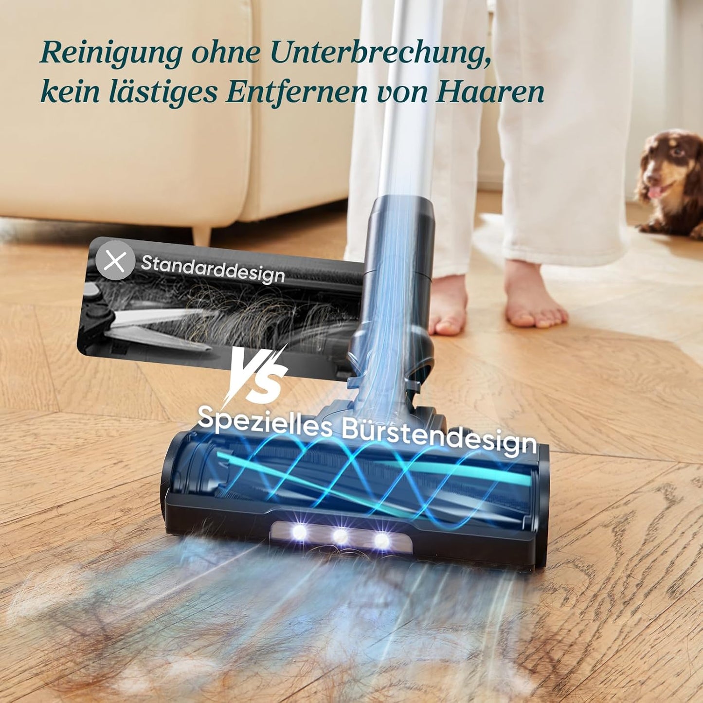 Levoit - Akku Staubsauger - Laufzeit für 100㎡ - Staubsauger Kabellos - Vacuum Cleaner - 99,99 Prozent HEPA-Filter - Selbststehend - Anti Tangle - Für Tierhaare/Teppich/Hartböden/Auto - LVAC-200 MAX