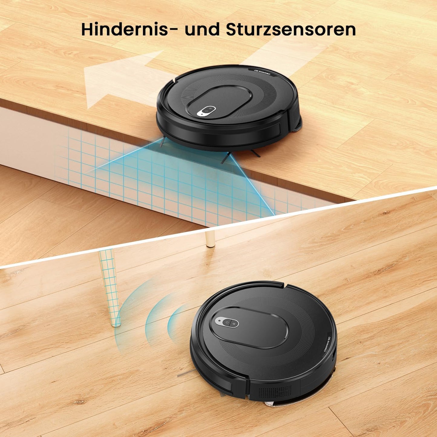 Vexilar W7 Saug und Wischroboter 3 in 1, 4000Pa Saugroboter mit Wischfunktion, Bürstenloses Düsendesign, 120Mins Max, Schlank und Geräuscharm Roboterstaubsauger ideal für Tierhaare, Hartböden, Teppich