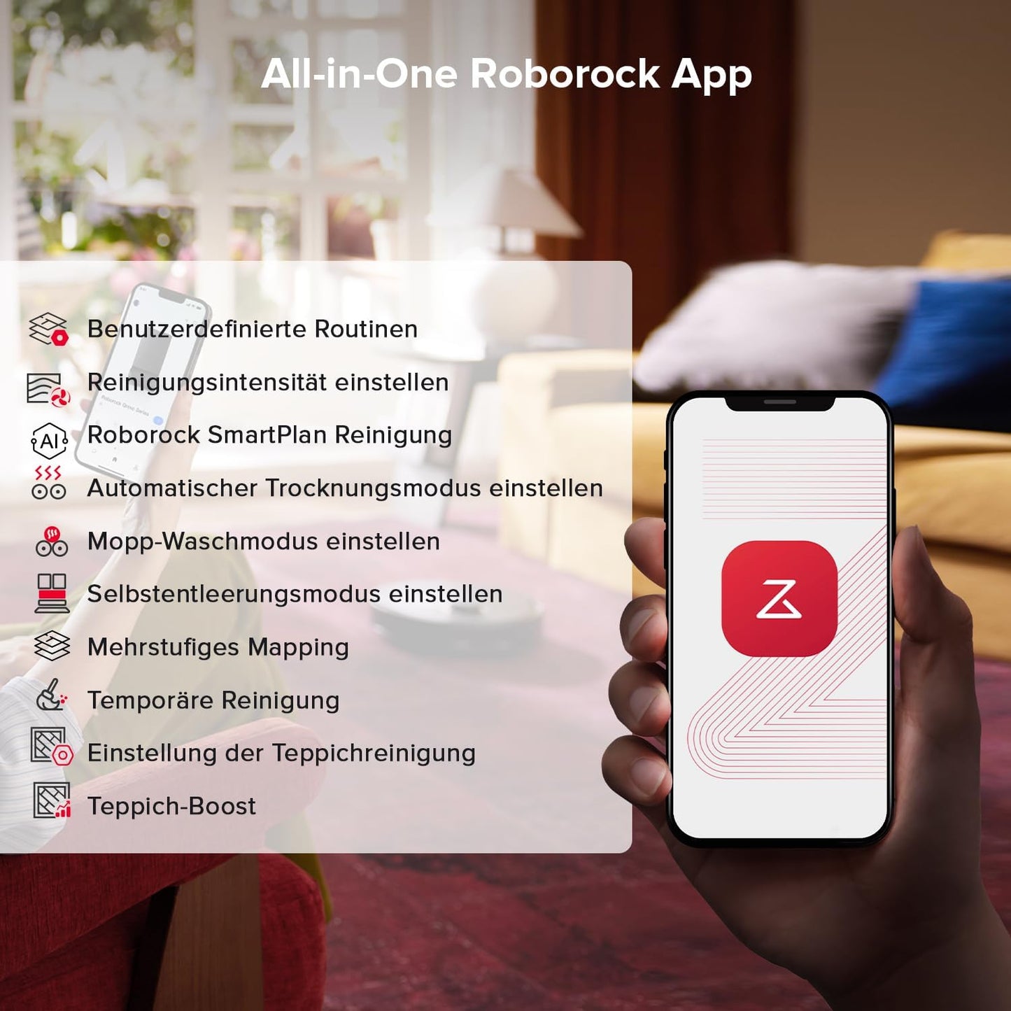 roborock Qrevo Serie Saugroboter mit Wischfunktion, 8000Pa Saugkraft(verbessert von Qrevo S), Anti-Verfilzungs-Seitenbürste, Hindernisvermeidung, LiDAR-Navigation, All-in-One Dock, Weiß(QV 35A Set)
