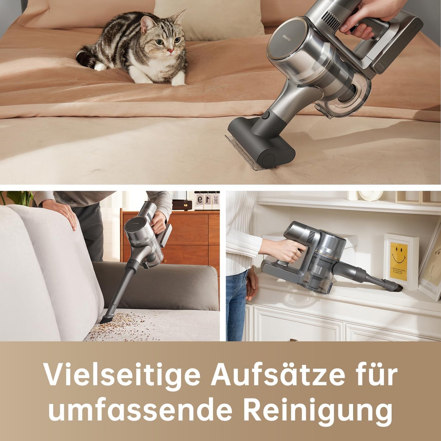 dreame Z30 Kabelloser Bodenstaubsauger, 310 AW Saugkraft, 90 min Max Reinigungszeit, Dust-Reveal-Technologie, Tierhaar-Entfernungswerkzeug, Multi-Flächen-Saugkraft, Schmutzerkennung