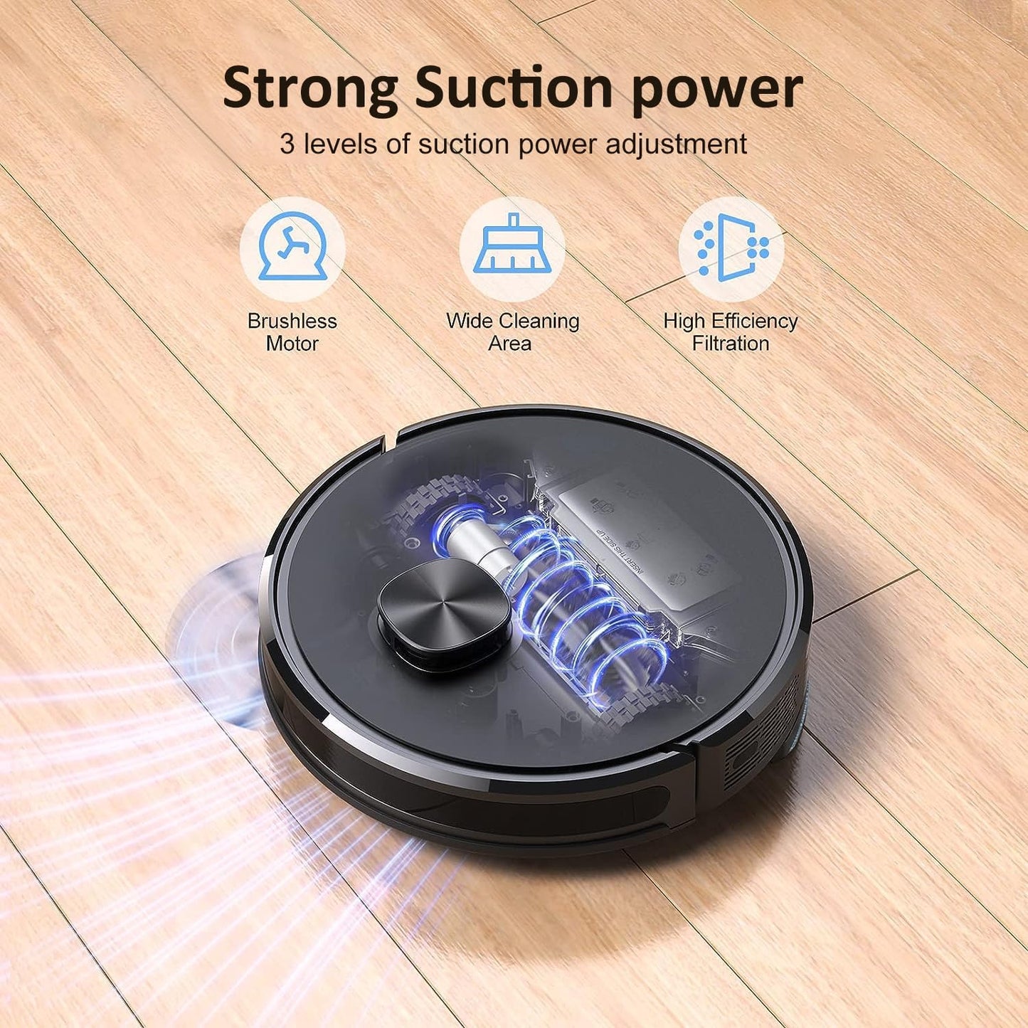 Lubluelu Saugroboter mit Wischfunktion 2-1, 4000Pa Staubsauger Roboter Lasernavigation mit 5 Karten, 55 dB Roboterstaubsauger mit APP Steuerung, Ideal fĂŒr Tierhaare, Teppiche, Hartböden, Blau (SL60D)