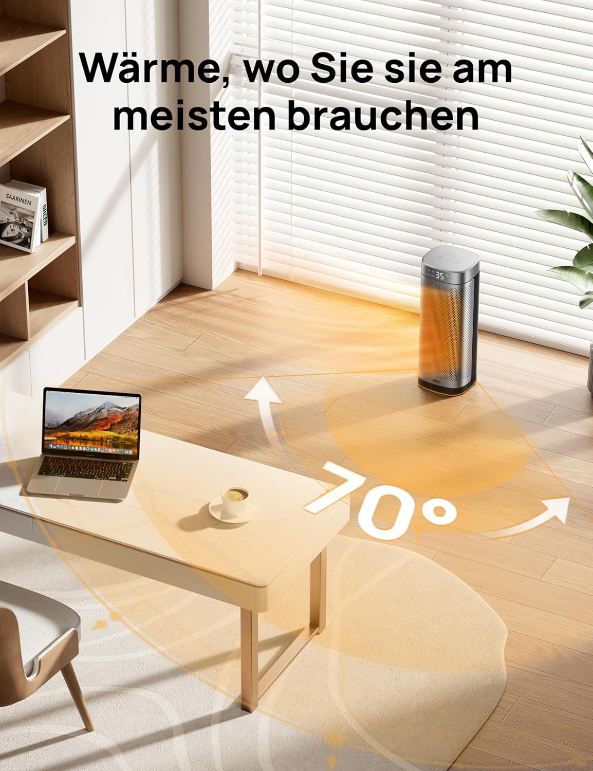 Dreo 16 Inch Electric Heater, Energy Efficient Space Heaters with Thermostat, 70° Oscillating Remote Control 3 Mode Tip-over & Overheat Protection, Silent Ceramic Fan Heater for Home