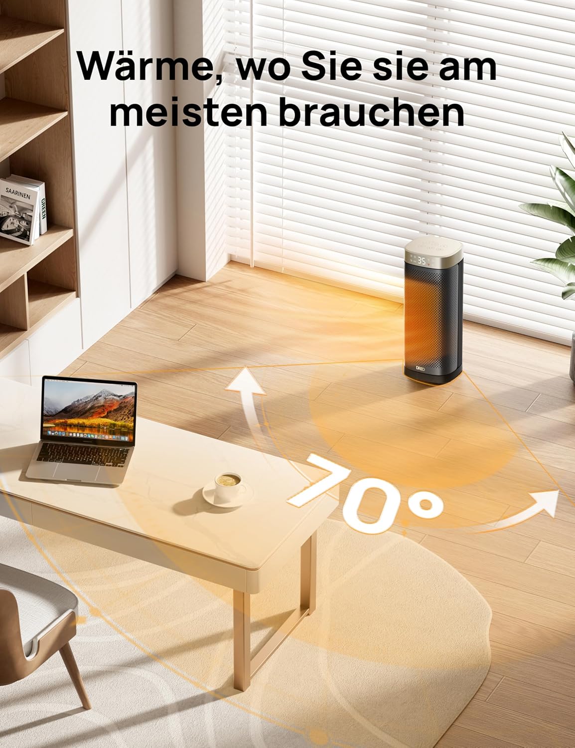 Dreo 16 Inch Electric Heater, Energy Efficient Space Heaters with Thermostat, 70° Oscillating Remote Control 3 Mode Tip-over & Overheat Protection, Silent Ceramic Fan Heater for Home