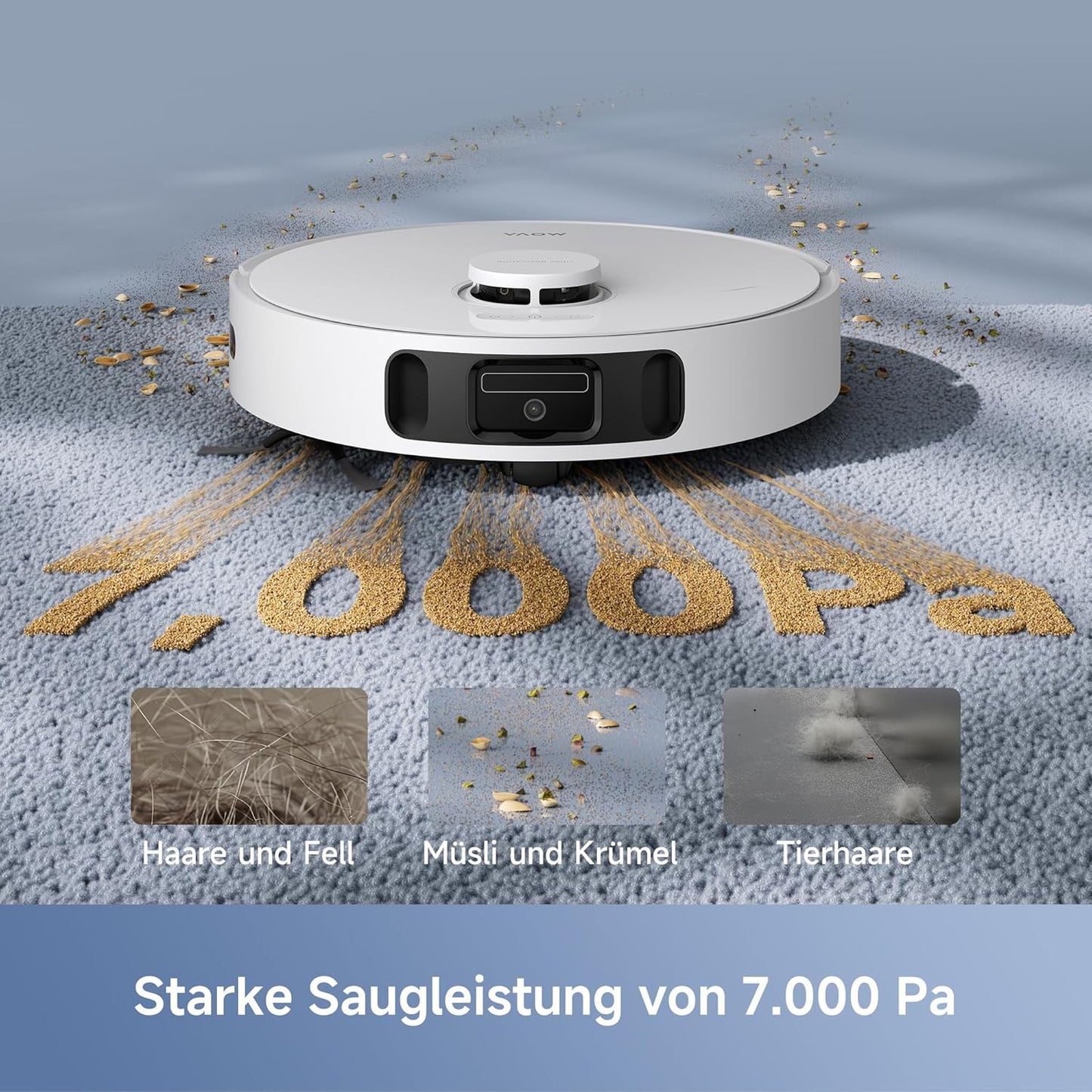 Mova E40 Ultra Saugroboter mit Wischfunktion, Autom. Leerung und 19.000 Pa, MaxiReach-Wischmopp-T., Verhedderungsfreie Seitenbürste, Eingeb. 80-ml-Wasserb, All-in-One-Station zu 75 Tage Reinigung