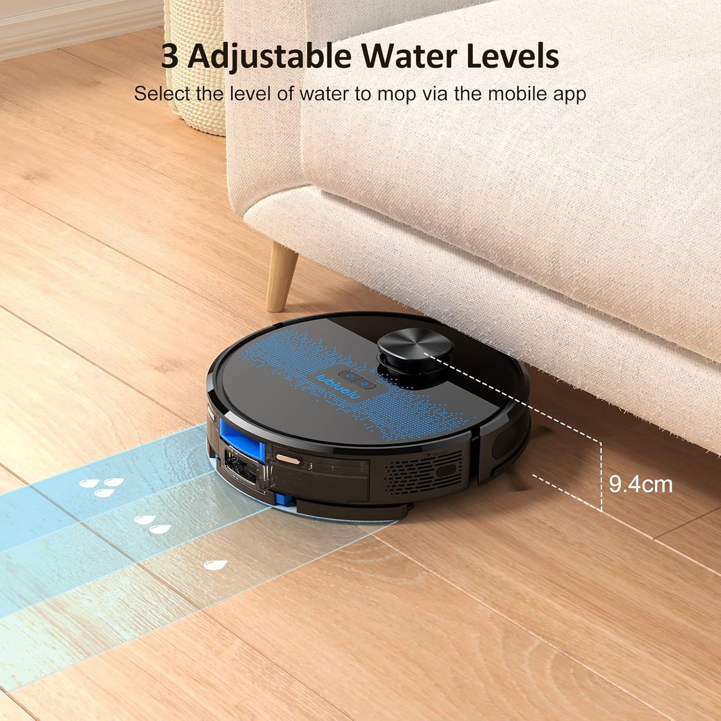 Lubluelu Saugroboter mit Wischfunktion 2-1, 4000Pa Staubsauger Roboter Lasernavigation mit 5 Karten, 55 dB Roboterstaubsauger mit APP Steuerung, Ideal fĂŒr Tierhaare, Teppiche, Hartböden, Blau (SL60D)