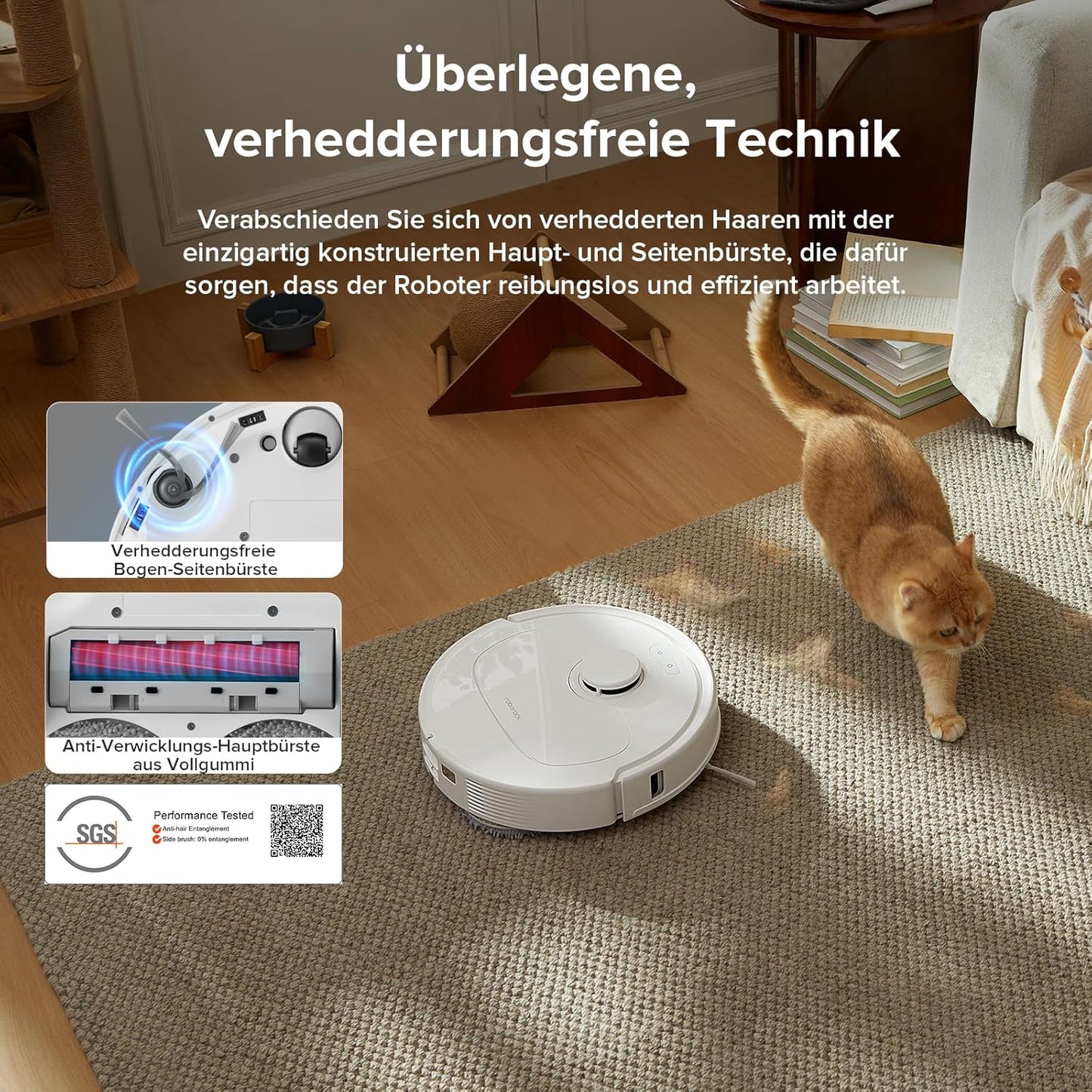 roborock Qrevo Serie Saugroboter mit Wischfunktion, 8000Pa Saugkraft(verbessert von Qrevo S), Anti-Verfilzungs-Seitenbürste, Hindernisvermeidung, LiDAR-Navigation, All-in-One Dock, Weiß(QV 35A Set)