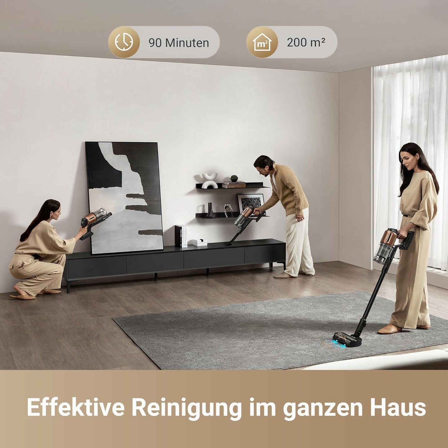 dreame Z30 Kabelloser Bodenstaubsauger, 310 AW Saugkraft, 90 min Max Reinigungszeit, Dust-Reveal-Technologie, Tierhaar-Entfernungswerkzeug, Multi-Flächen-Saugkraft, Schmutzerkennung