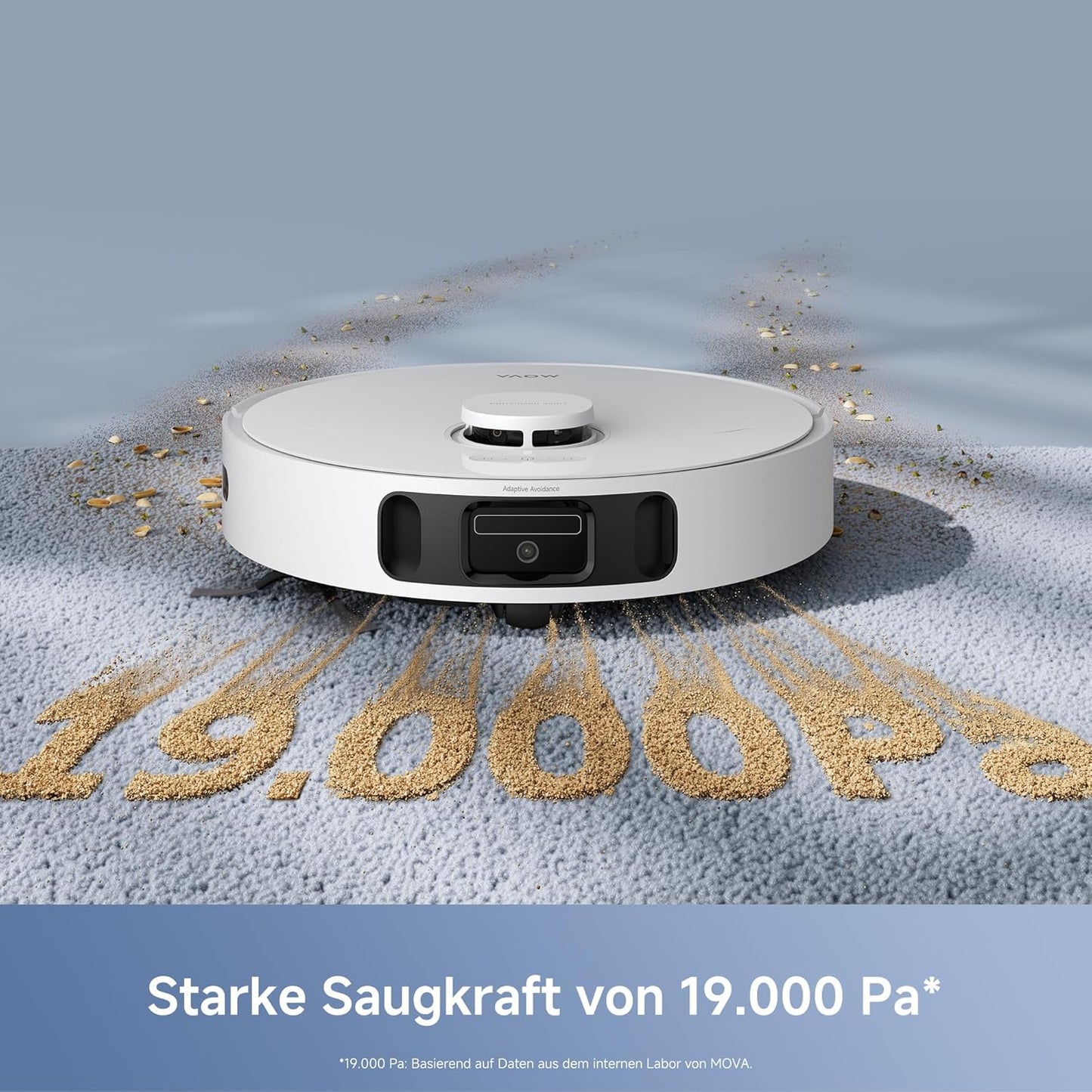 Mova E40 Ultra Saugroboter mit Wischfunktion, Autom. Leerung und 19.000 Pa, MaxiReach-Wischmopp-T., Verhedderungsfreie Seitenbürste, Eingeb. 80-ml-Wasserb, All-in-One-Station zu 75 Tage Reinigung
