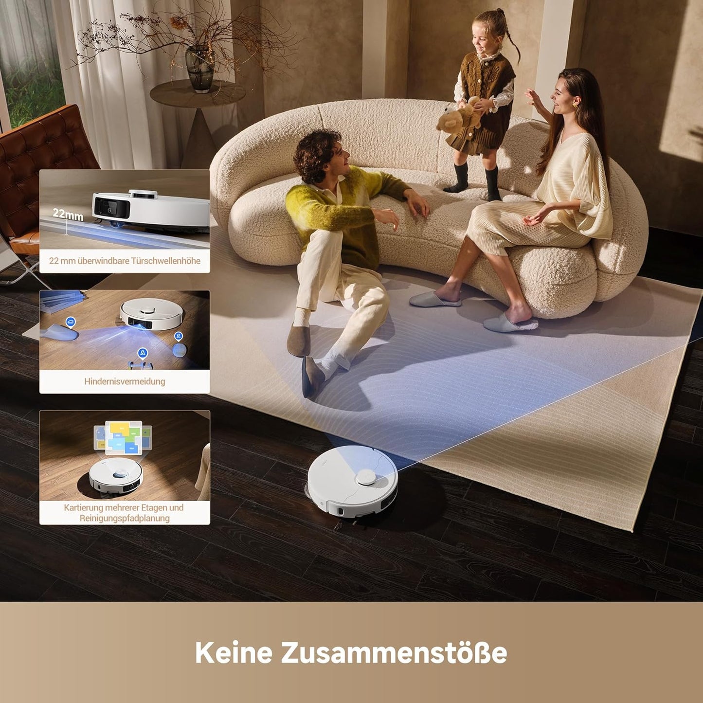 Mova P50 Pro Ultra Staubsaugerroboter mit Mopp, 19.000 Pa, 75℃ Selbstreinigender Heißwasser-Mopp mit Auszug Seitenbürste, LDS-Navigation,+RGB AI+LED-Hindernisvermeidung, Auto-Entleerung/Nachfüllen