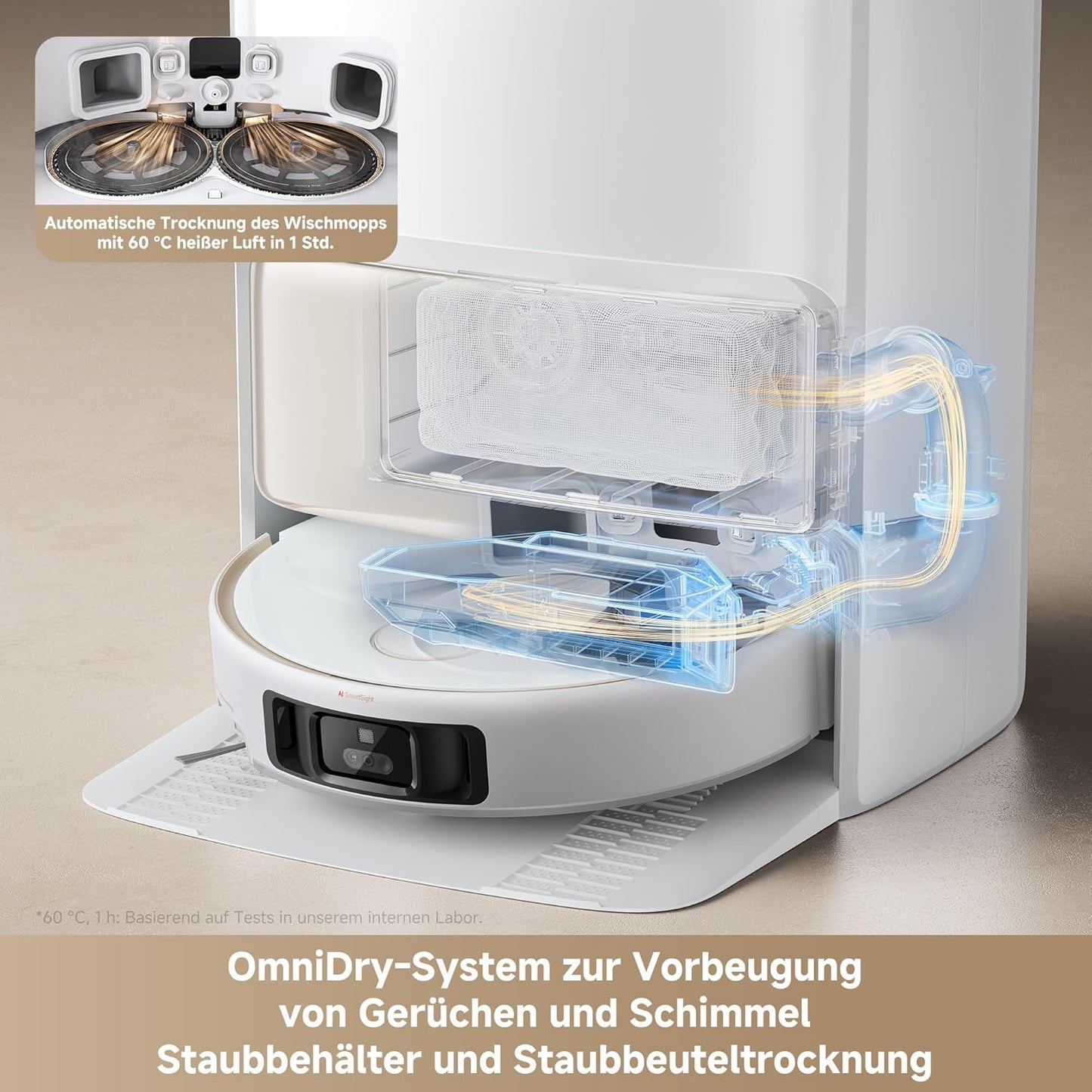 Mova V50 Ultra Complete Saugroboter mit Wischfunktion 24.000 Pa, 6cm Hindernisüberwindung, Liftable Navigation+RGB AI+LED, 80℃ Heißwasserwäsche & 63℃ Selbsttrocknung, DuoSolution System, Tricut Bürste