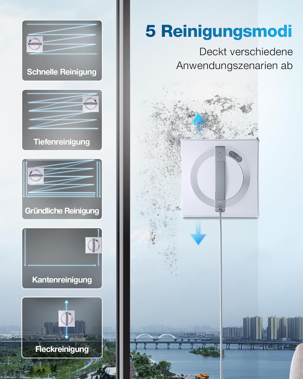ECOVACS WINBOT W2 Omni Fensterputzroboter mit 6-in-1 Multifunktionsstation, integrierter 4500mAh Akku, Kantenreinigungsmodus, Weitwinkel-Sprühzerstäubungstechnologie, White