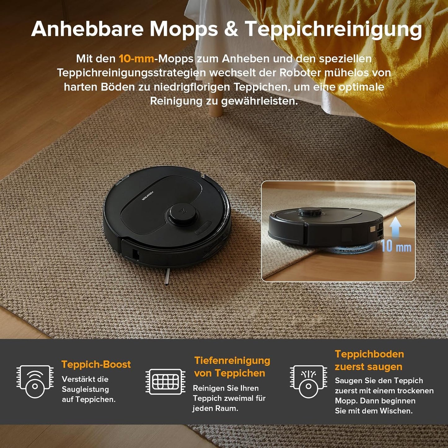 roborock Qrevo Serie Saugroboter mit Wischfunktion, 8000Pa Saugkraft(verbessert von Qrevo S), Anti-Verfilzungs-Seitenbürste, Hindernisvermeidung, LiDAR-Navigation, All-in-One Dock, Weiß(QV 35A Set)