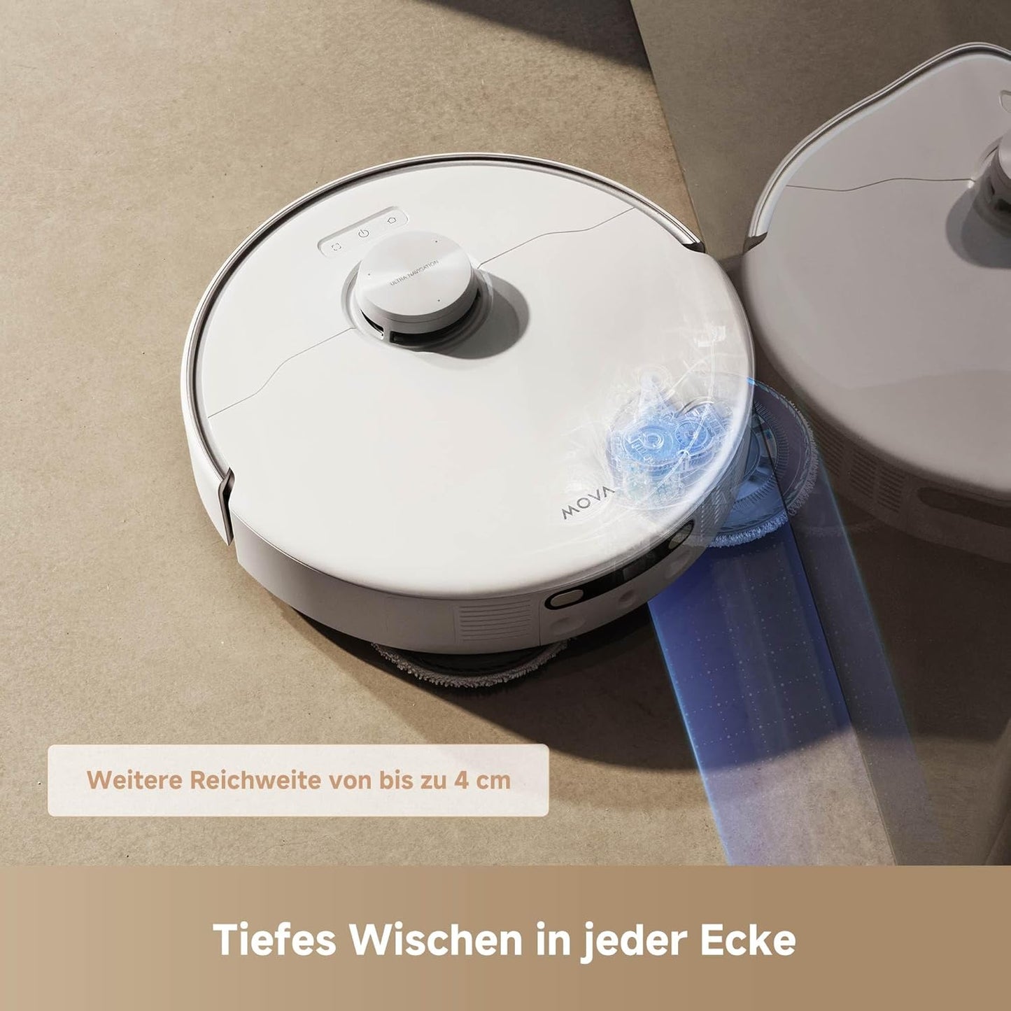 Mova P50 Pro Ultra Staubsaugerroboter mit Mopp, 19.000 Pa, 75℃ Selbstreinigender Heißwasser-Mopp mit Auszug Seitenbürste, LDS-Navigation,+RGB AI+LED-Hindernisvermeidung, Auto-Entleerung/Nachfüllen