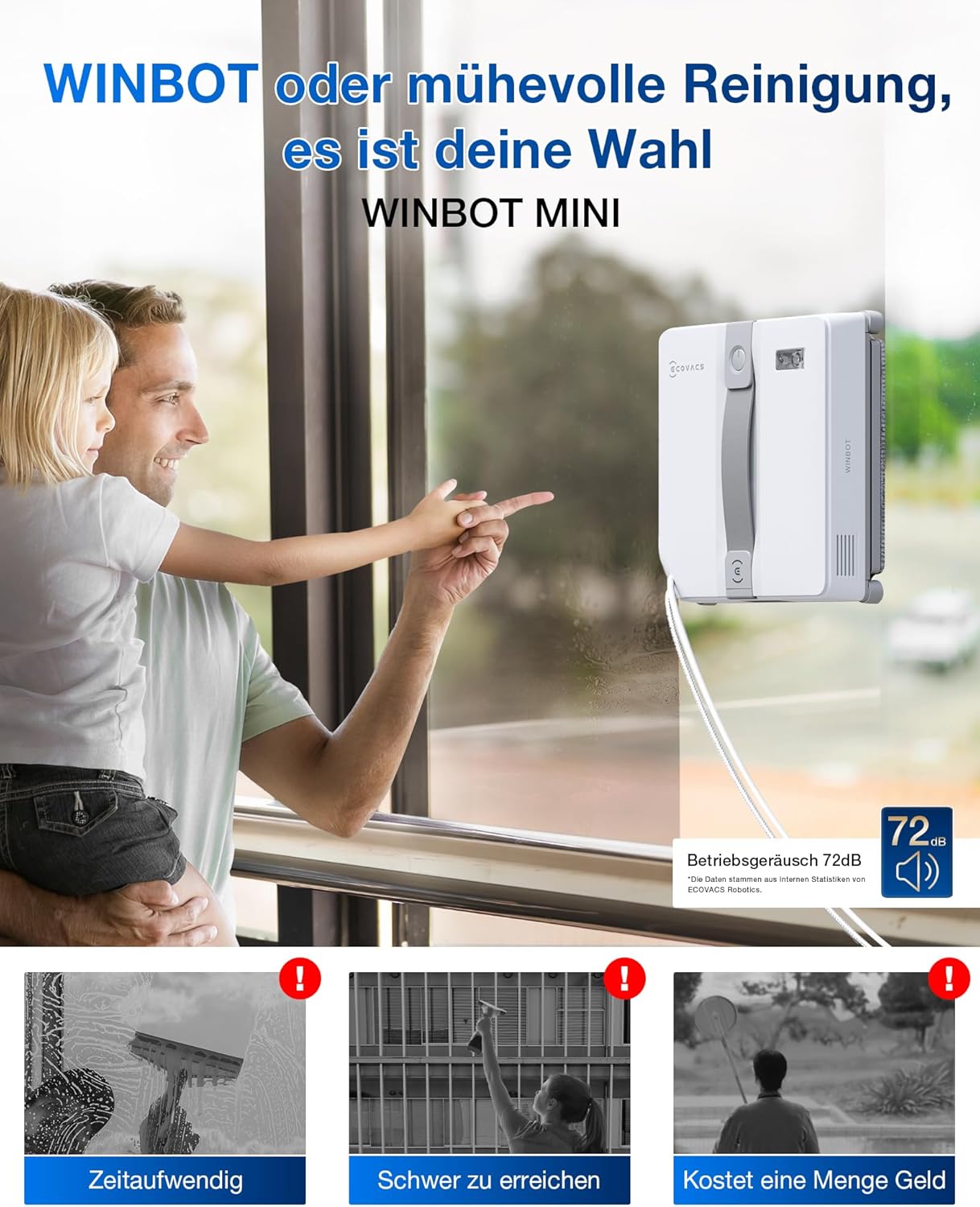 ECOVACS WINBOT W2 Omni Fensterputzroboter mit 6-in-1 Multifunktionsstation, integrierter 4500mAh Akku, Kantenreinigungsmodus, Weitwinkel-Sprühzerstäubungstechnologie, White