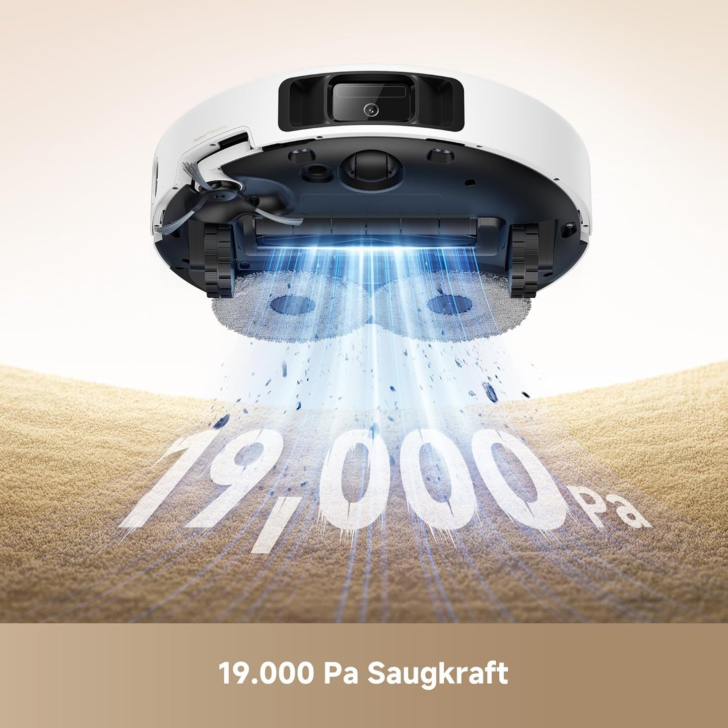 Mova P50 Pro Ultra Staubsaugerroboter mit Mopp, 19.000 Pa, 75℃ Selbstreinigender Heißwasser-Mopp mit Auszug Seitenbürste, LDS-Navigation,+RGB AI+LED-Hindernisvermeidung, Auto-Entleerung/Nachfüllen