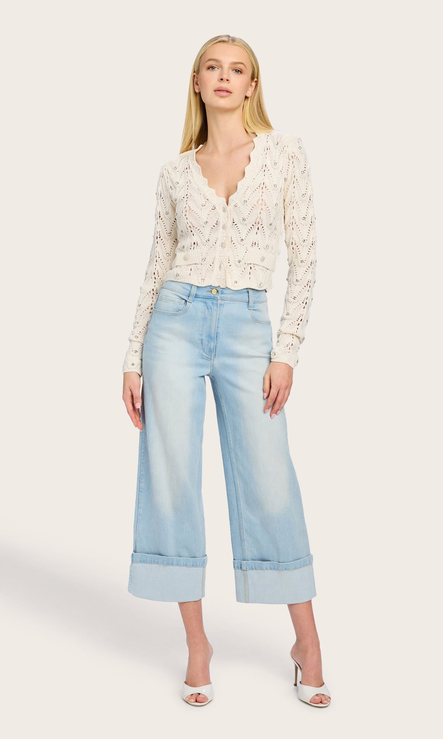 Blake Crystal Pointelle Cardigan