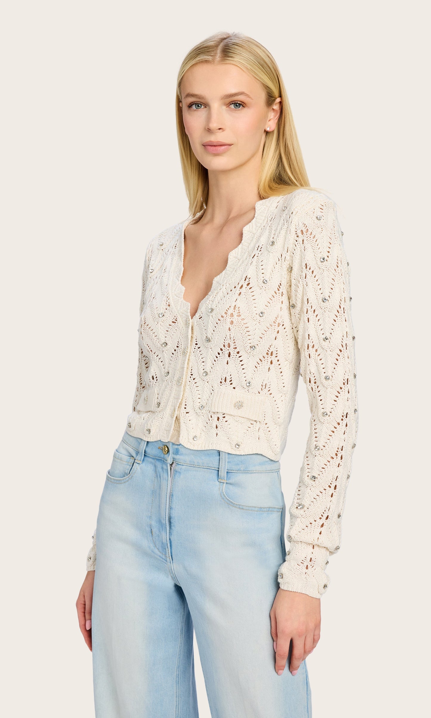 Blake Crystal Pointelle Cardigan